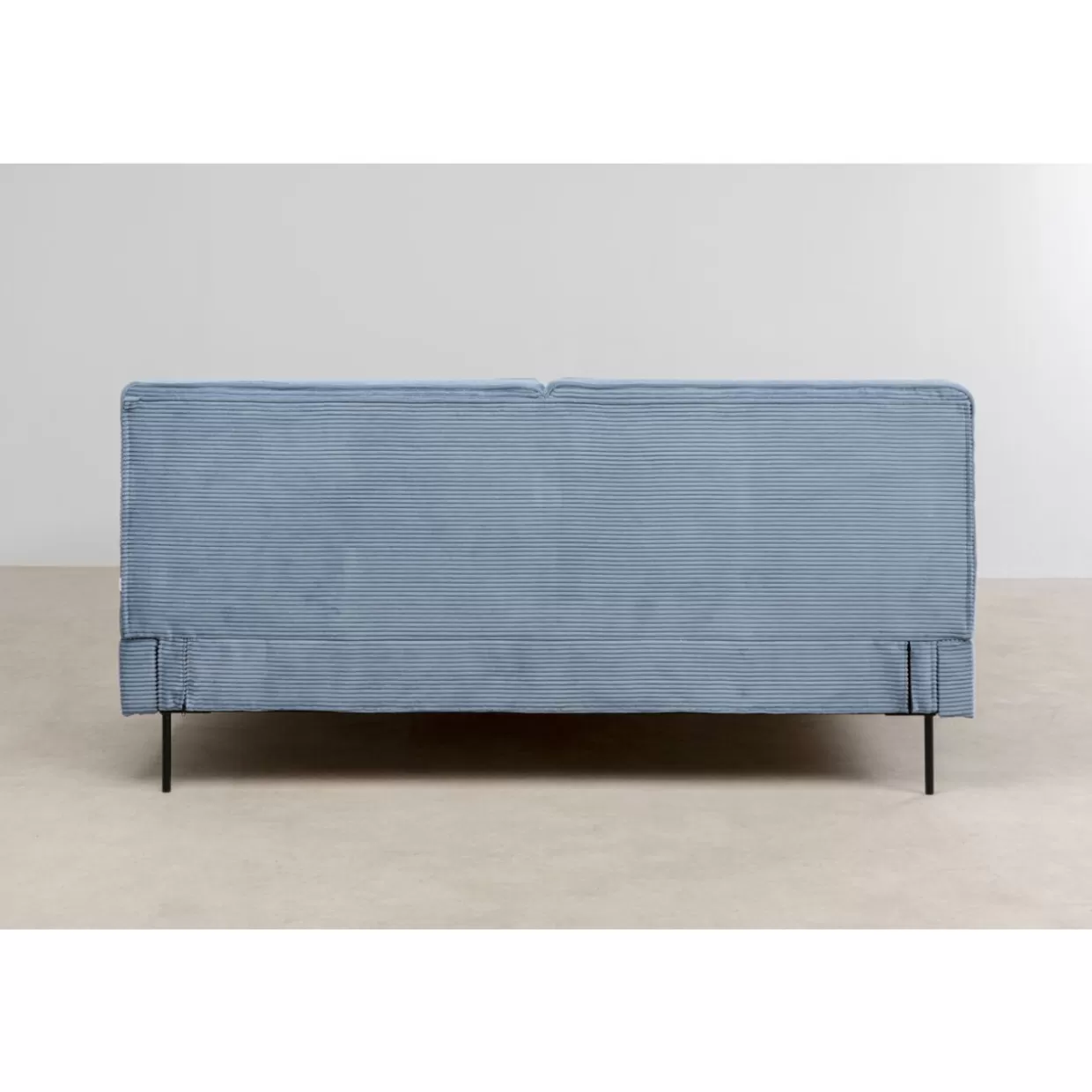 KARE Design Letti - Modello EastSide Cord in Tonalità Blu, Letto Matrimoniale 180x200 cm con Rivestimento in Tessuto Elegante