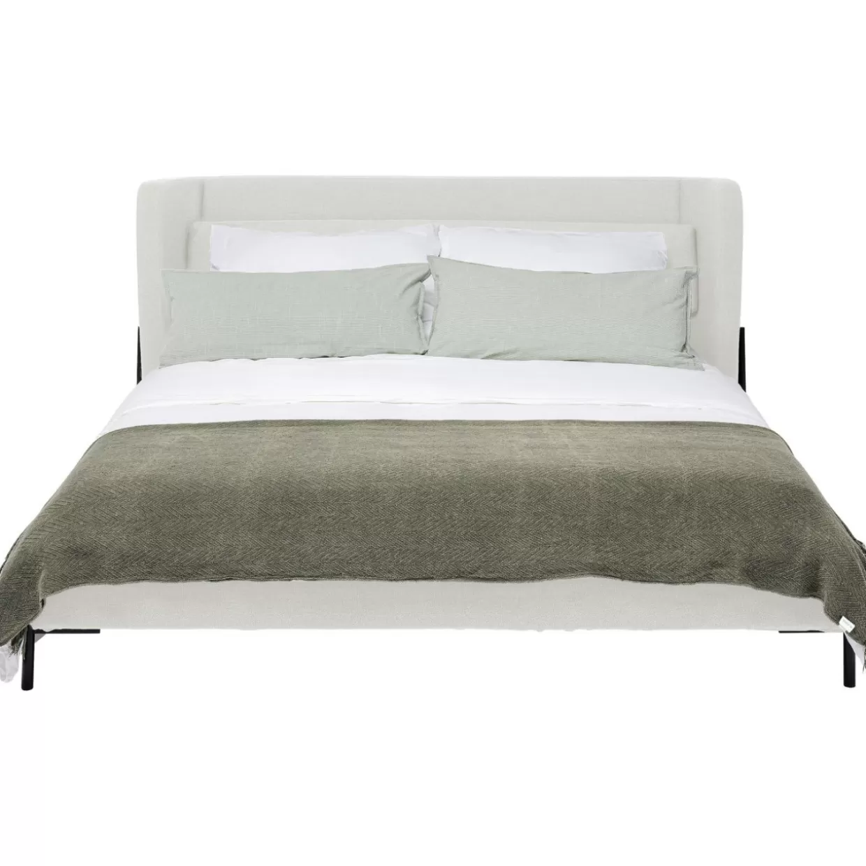 Letto Matrimoniale Tivoli Crema KARE Design 180x200 - Linea Moderna con Testiera Imbottita, Materasso Incluso