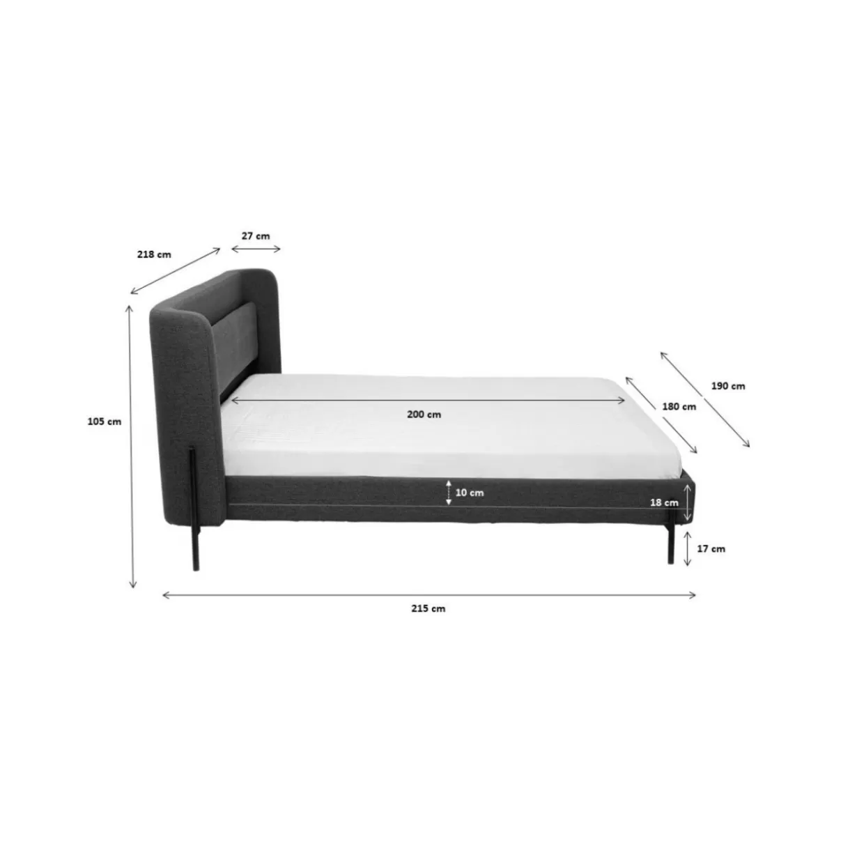 Letto Matrimoniale Tivoli Crema KARE Design 180x200 - Linea Moderna con Testiera Imbottita, Materasso Incluso