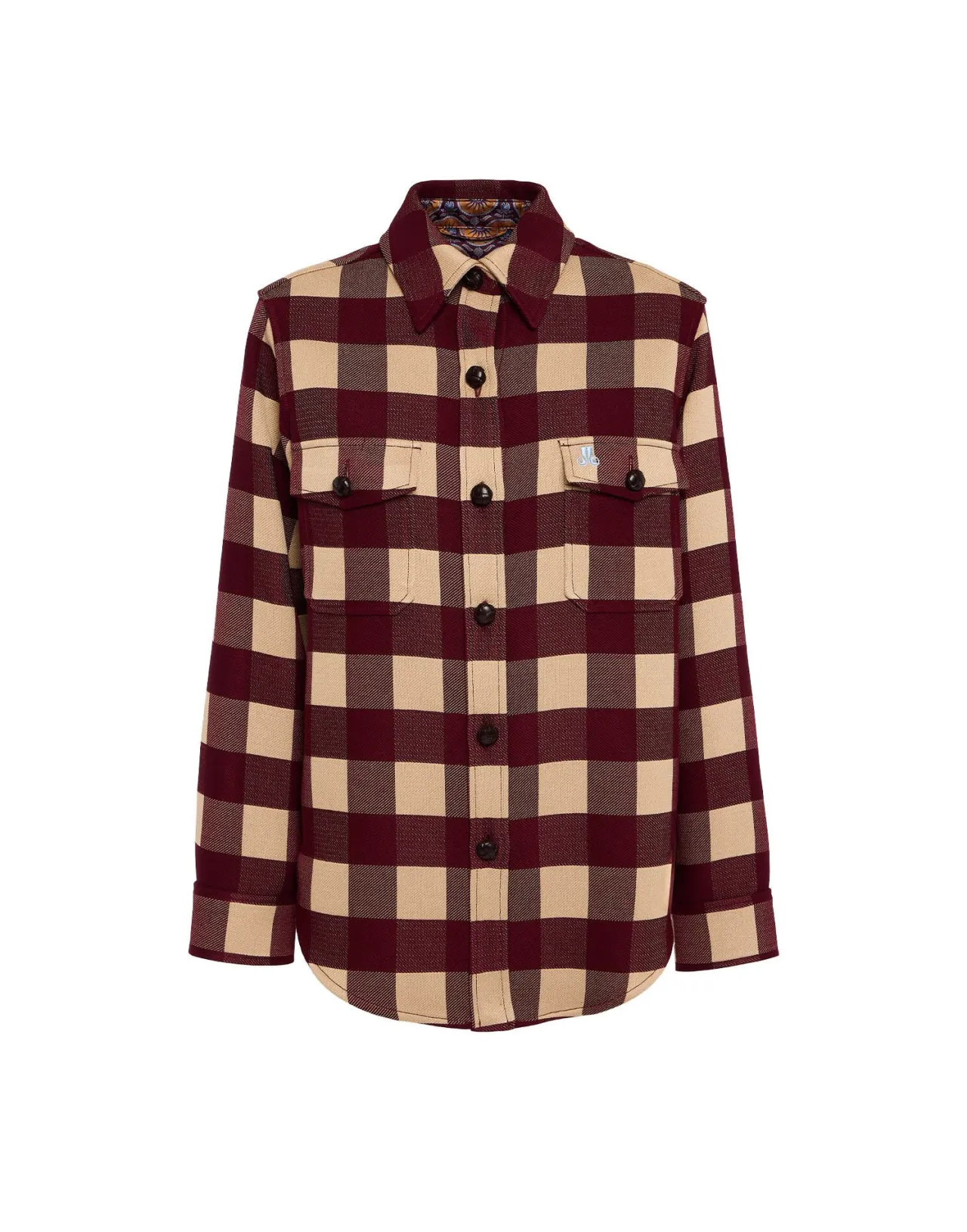 Giacca Oversize La DoubleJ Design - Stile Unico che Ruba la Scena, Trama Scacchi Borgogna in Viscosa Confezionata a Mano, Collezione Autunno Prezzi Accessibili