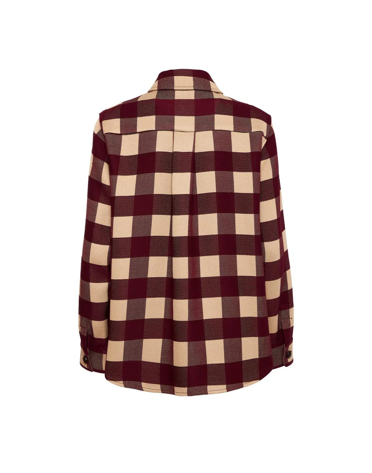 Giacca Oversize La DoubleJ Design - Stile Unico che Ruba la Scena, Trama Scacchi Borgogna in Viscosa Confezionata a Mano, Collezione Autunno Prezzi Accessibili