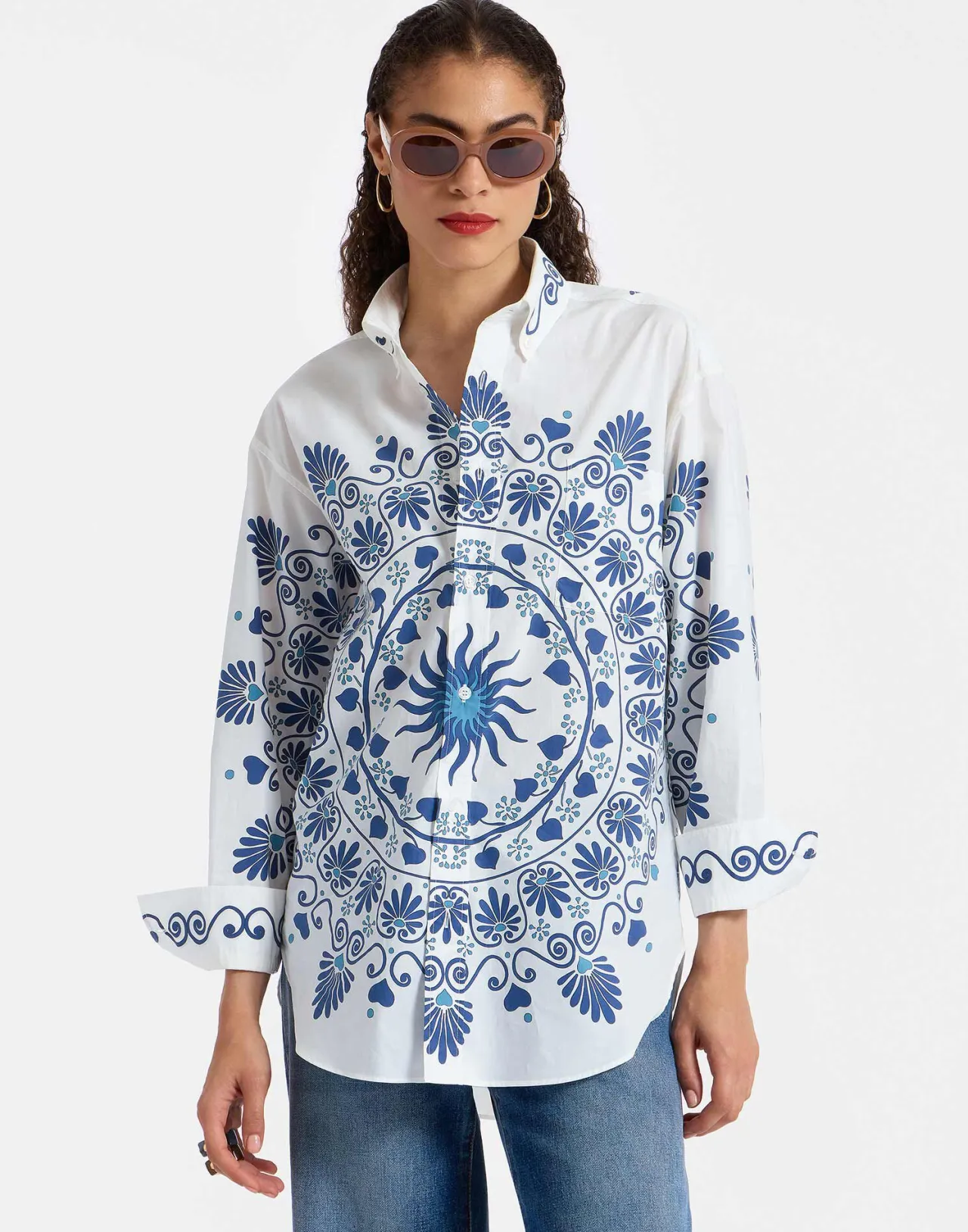 La DoubleJ - Camicia Oversize Più Stilosa della Camicia del Tuo Lui in Popeline di Cotone, Colore Avorio Placé