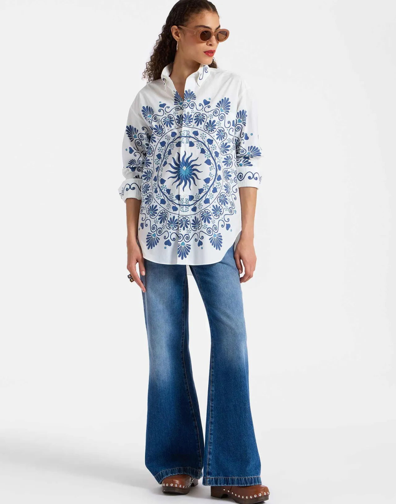 La DoubleJ - Camicia Oversize Più Stilosa della Camicia del Tuo Lui in Popeline di Cotone, Colore Avorio Placé