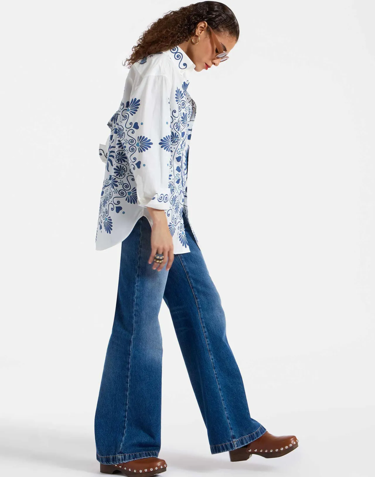 La DoubleJ - Camicia Oversize Più Stilosa della Camicia del Tuo Lui in Popeline di Cotone, Colore Avorio Placé
