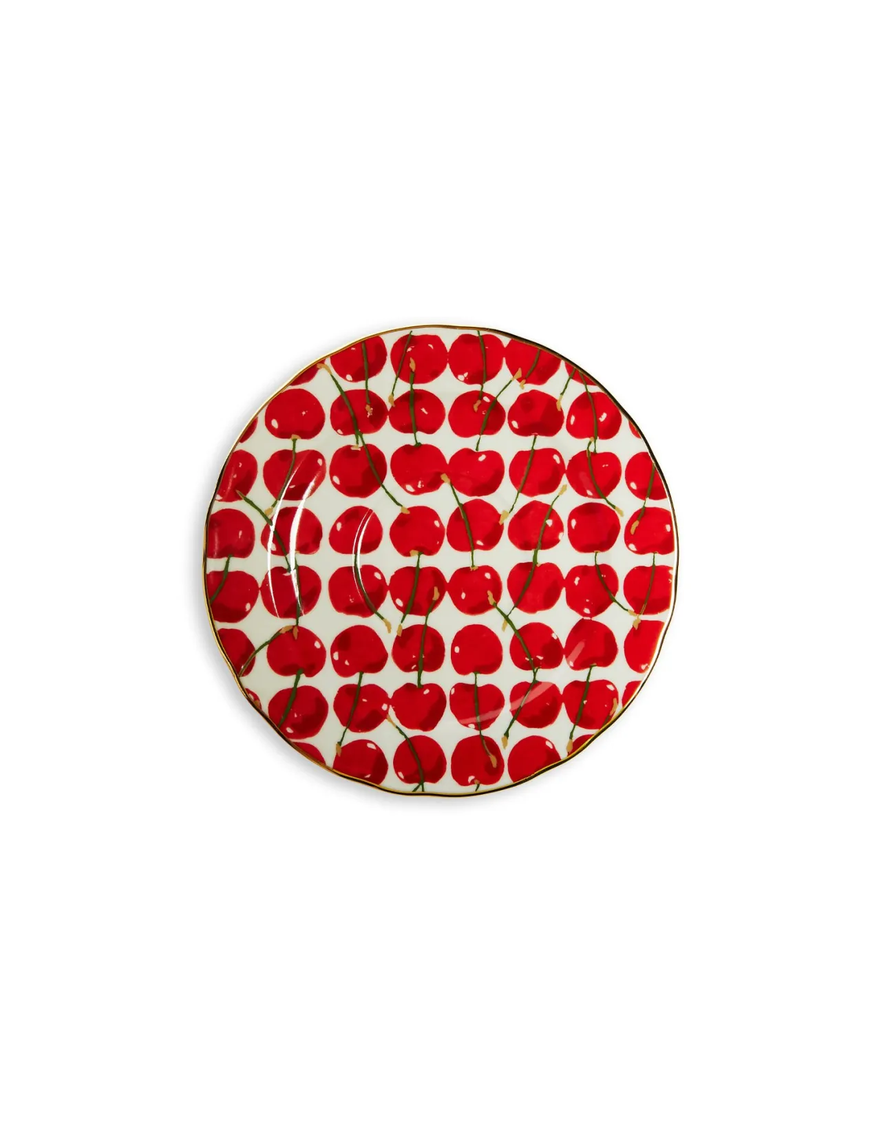 Doppia J Tazza Grande Mama con Piattino - Decorazione Ciliegie in Tonalità Avorio - Porcellana Elegante - Collezione Esclusiva
