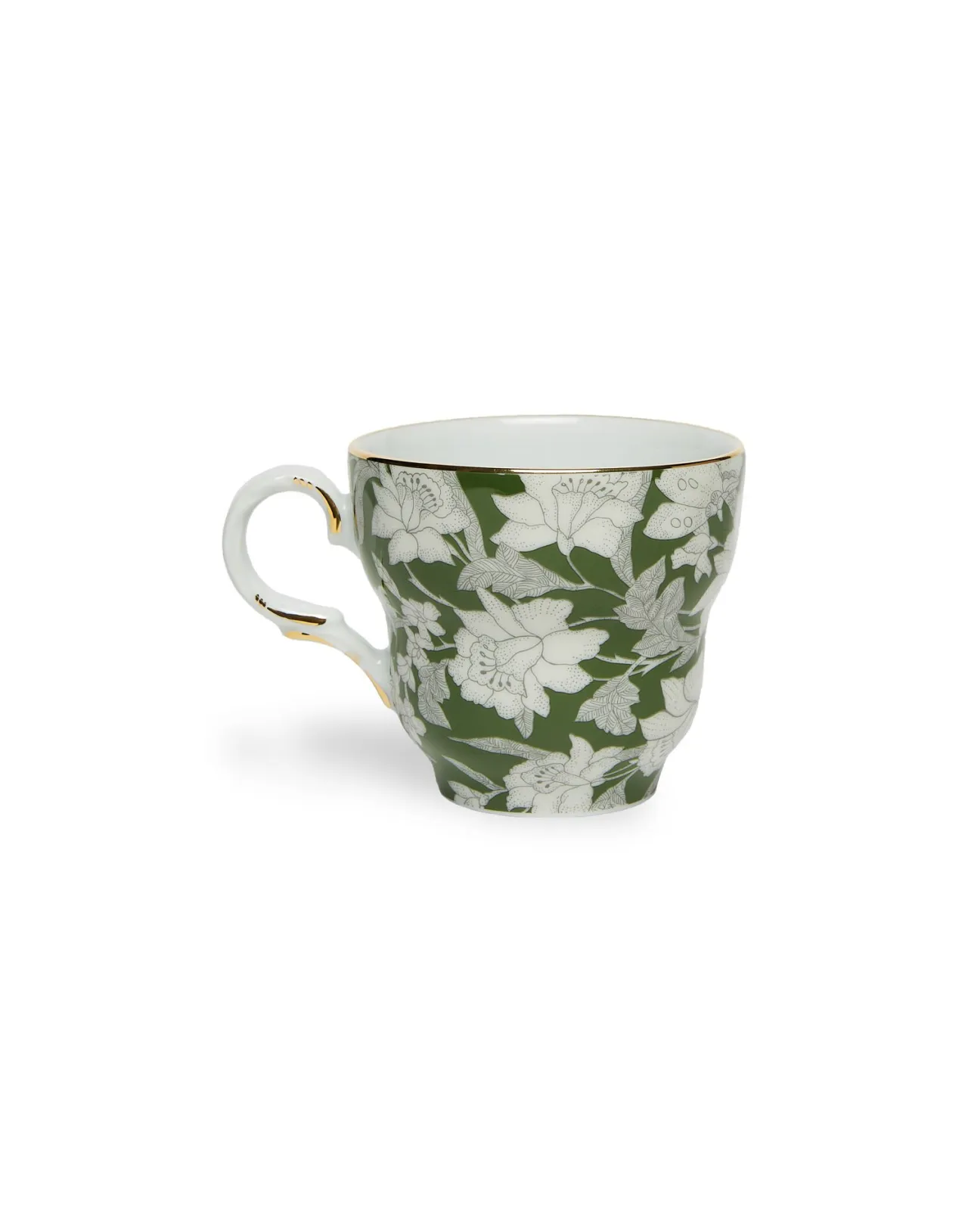 La DoubleJ - Elegante Tazza da Caffè Big Mama con Piattino, Decorazione Lilium Avorio in Raffinata Porcellana per Collezionisti