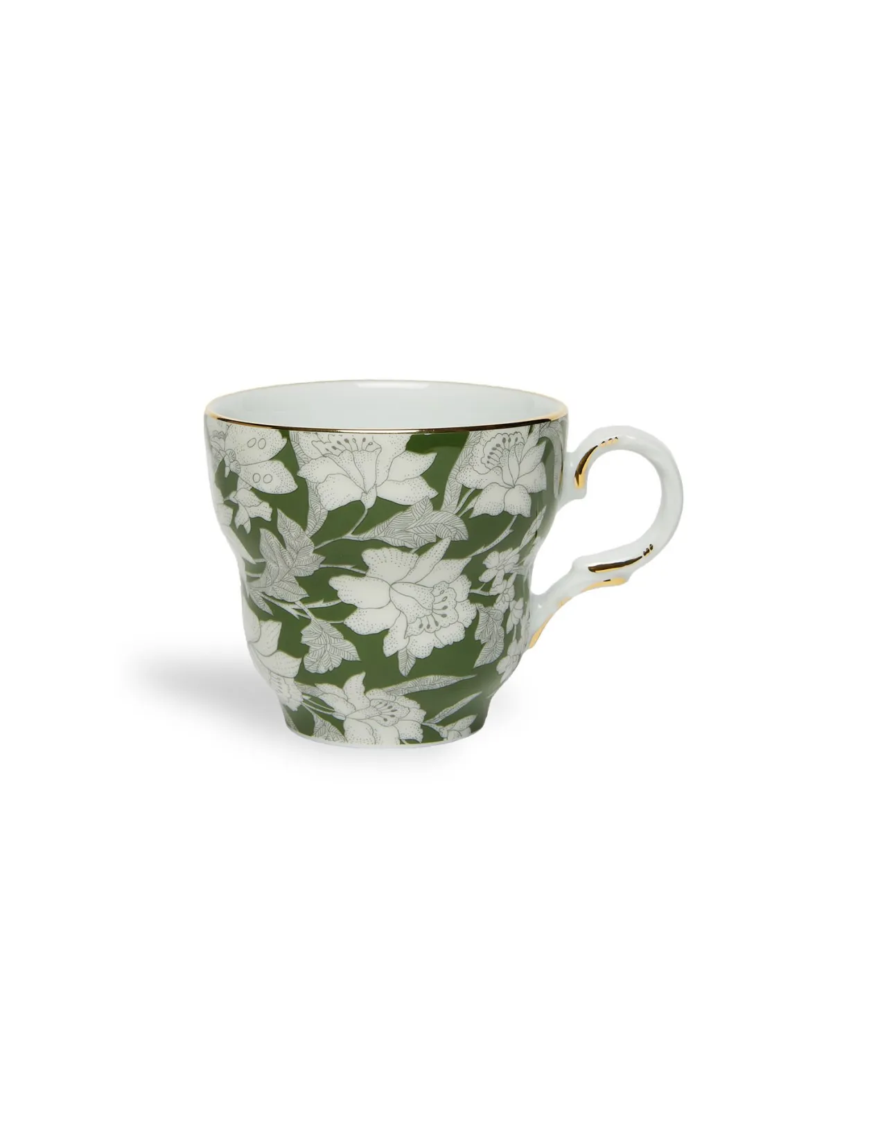 La DoubleJ - Elegante Tazza da Caffè Big Mama con Piattino, Decorazione Lilium Avorio in Raffinata Porcellana per Collezionisti