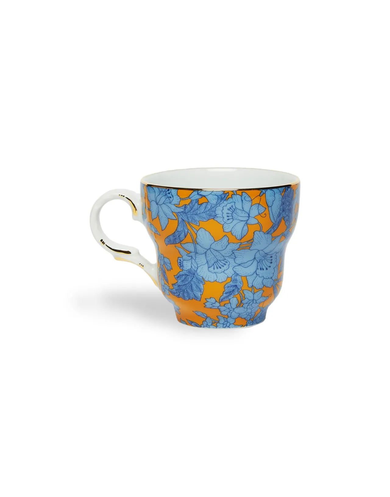 La DoubleJ Tazza con Piattino Stile Big Mama - Decorazione Lilium Zafferano in Porcellana Pregiata, Manufatto Artigianale dal Design Esclusivo