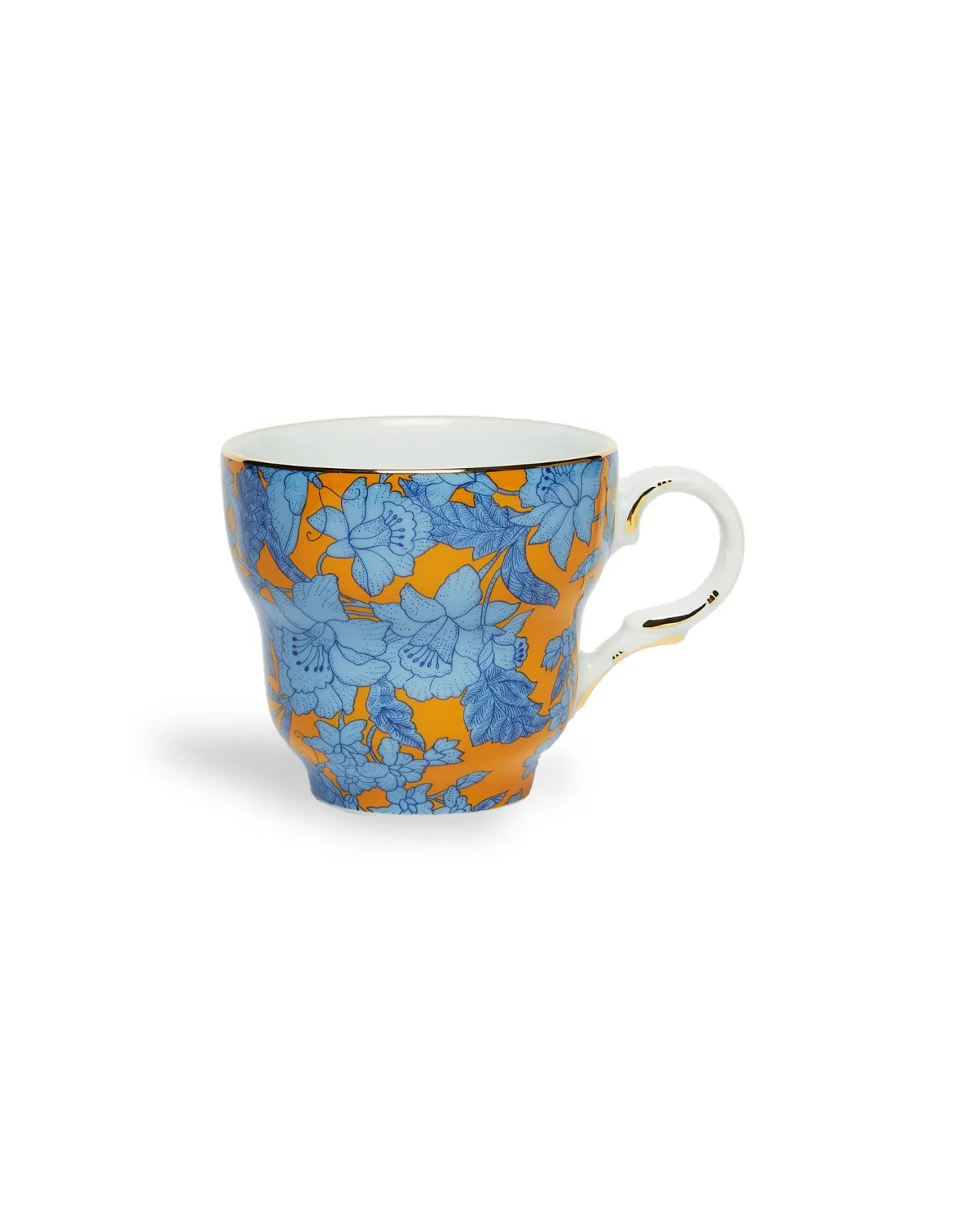 La DoubleJ Tazza con Piattino Stile Big Mama - Decorazione Lilium Zafferano in Porcellana Pregiata, Manufatto Artigianale dal Design Esclusivo