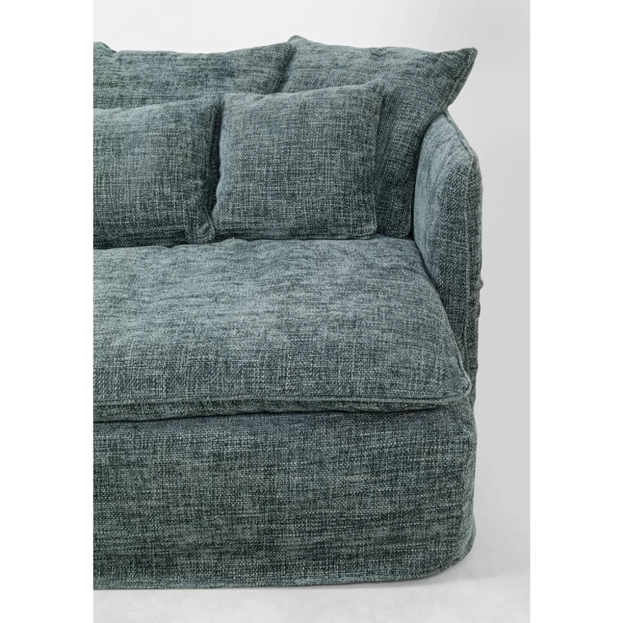 Divano Sofà Design KARE Boheme 230 cm - Rivestimento in Velvet Verde Acqua con Stile Bohemien, Schienale Modulare e Gambe in Legno per Salotti Spaziosi