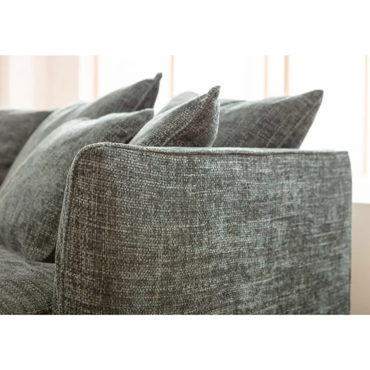 Divano Sofà Design KARE Boheme 230 cm - Rivestimento in Velvet Verde Acqua con Stile Bohemien, Schienale Modulare e Gambe in Legno per Salotti Spaziosi