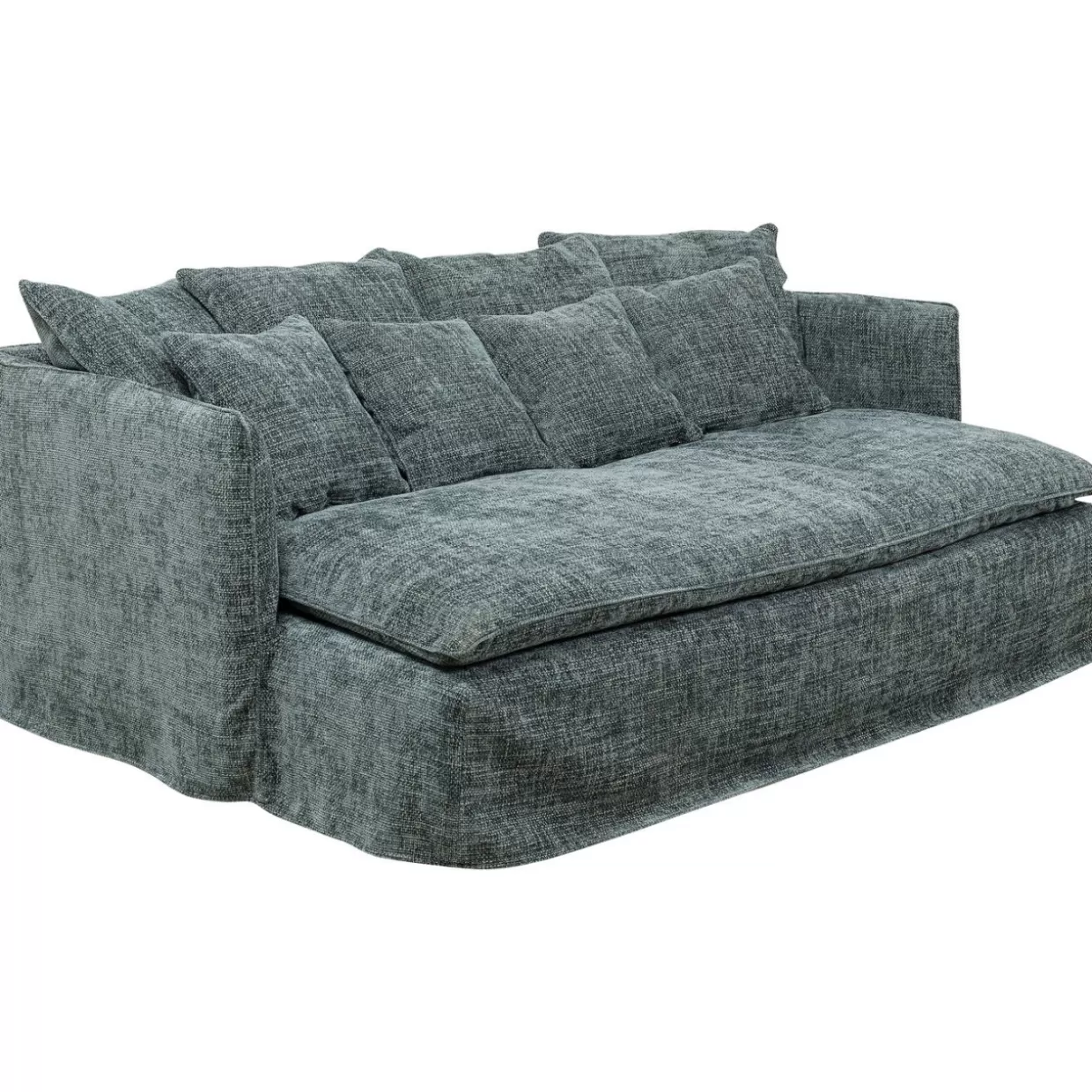 Divano Sofà Design KARE Boheme 230 cm - Rivestimento in Velvet Verde Acqua con Stile Bohemien, Schienale Modulare e Gambe in Legno per Salotti Spaziosi
