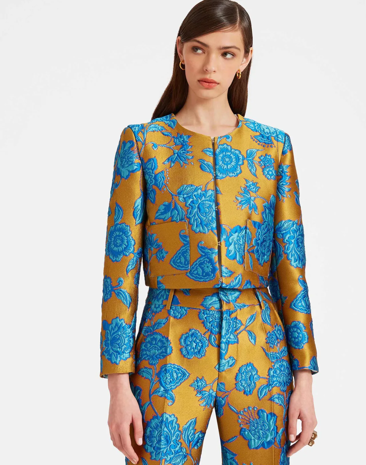 Giacca Elegante con Ricami Bijoux Turchese - Trama Jacquard di Lusso by La DoubleJ