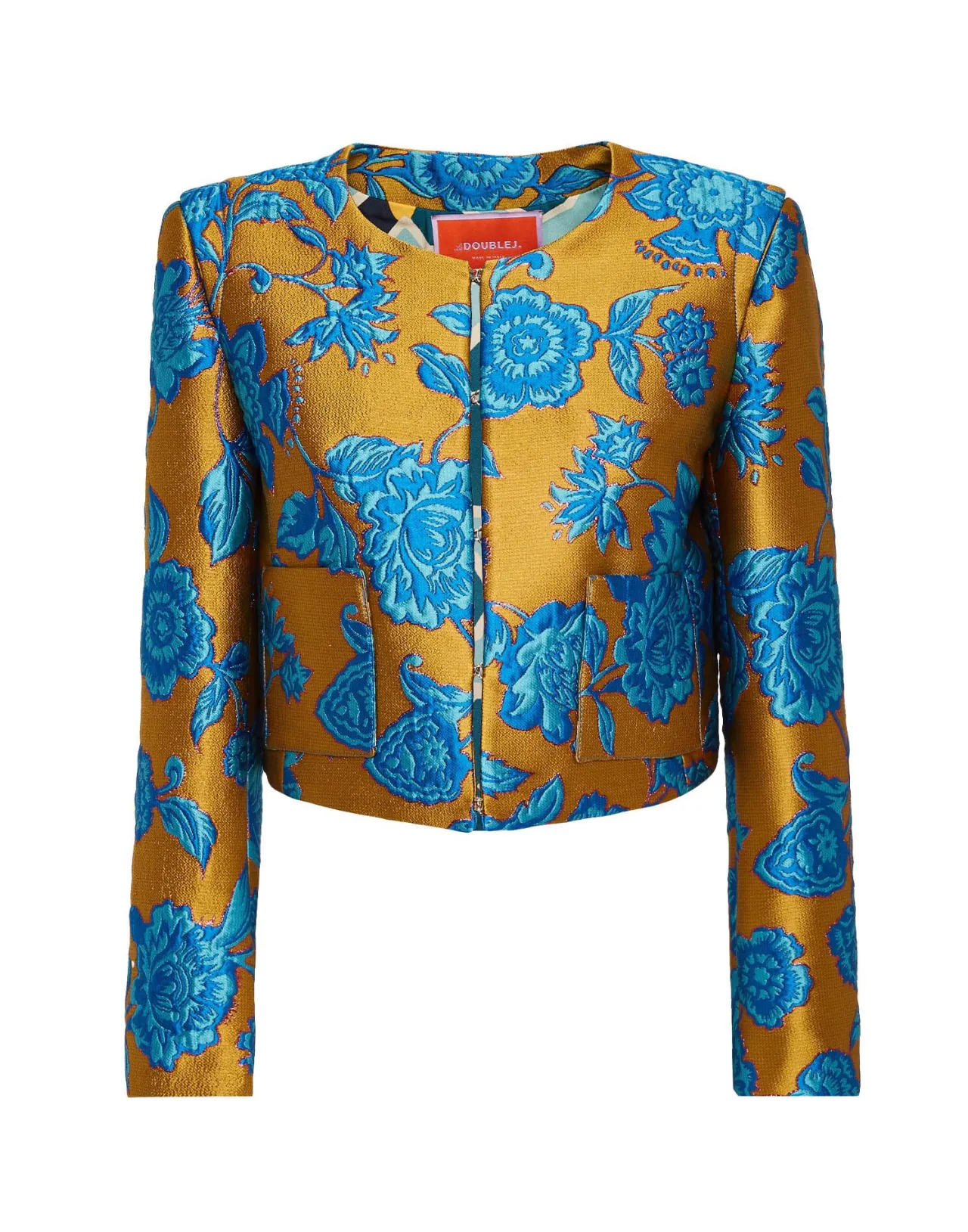 Giacca Elegante con Ricami Bijoux Turchese - Trama Jacquard di Lusso by La DoubleJ