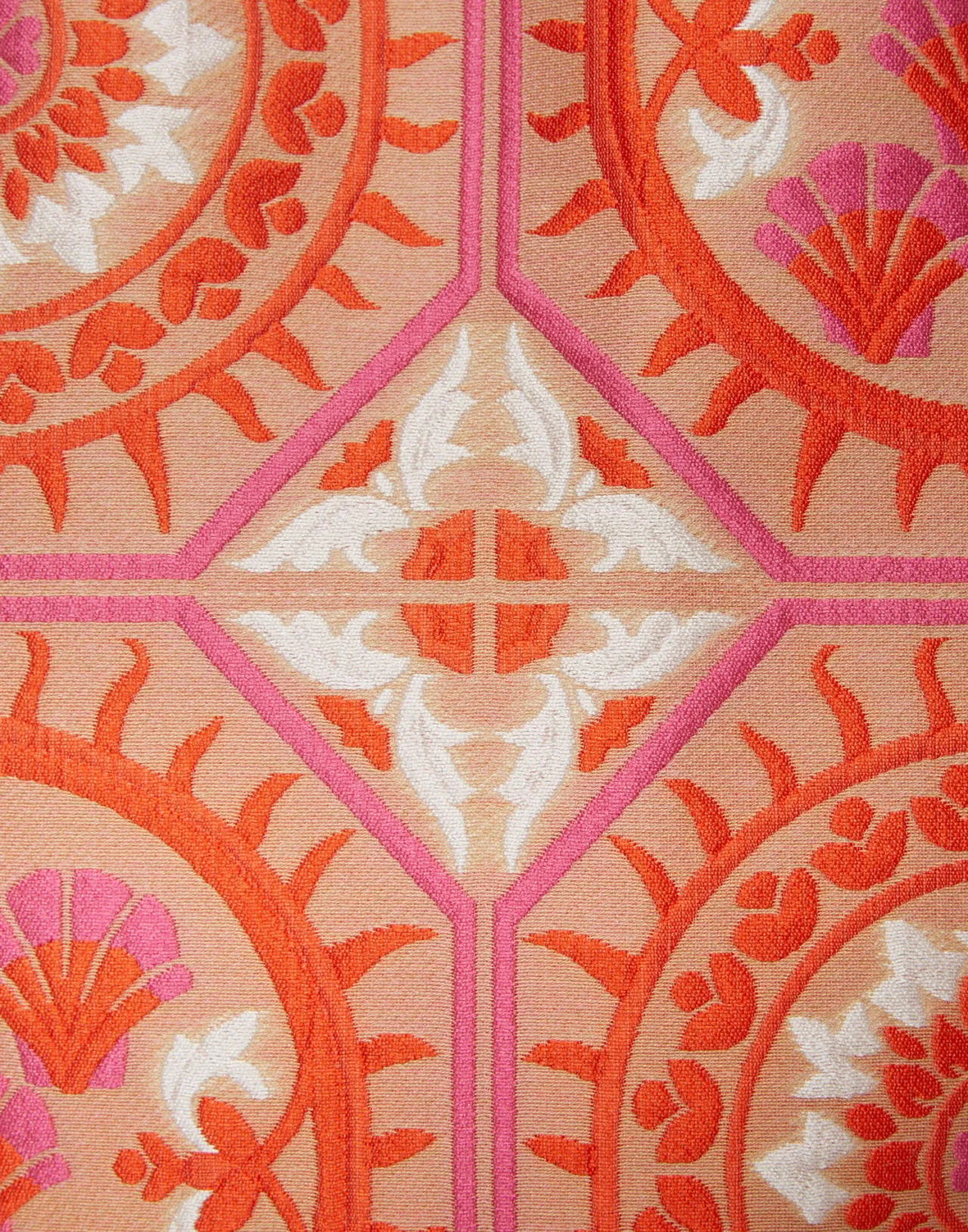 Giacca Elegante La DoubleJ in Tessuto Jacquard Arancione Sole con Nappe e Dettagli Bijou