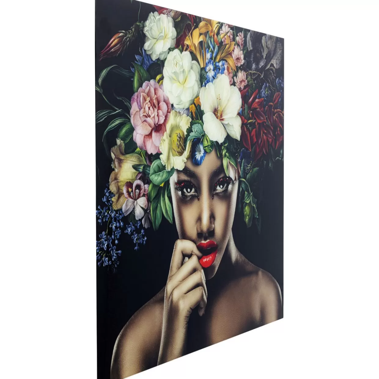 KARE Design Quadro Artistico - Donna Floreale in Cristallo - Decorazione Murale 100x100 cm