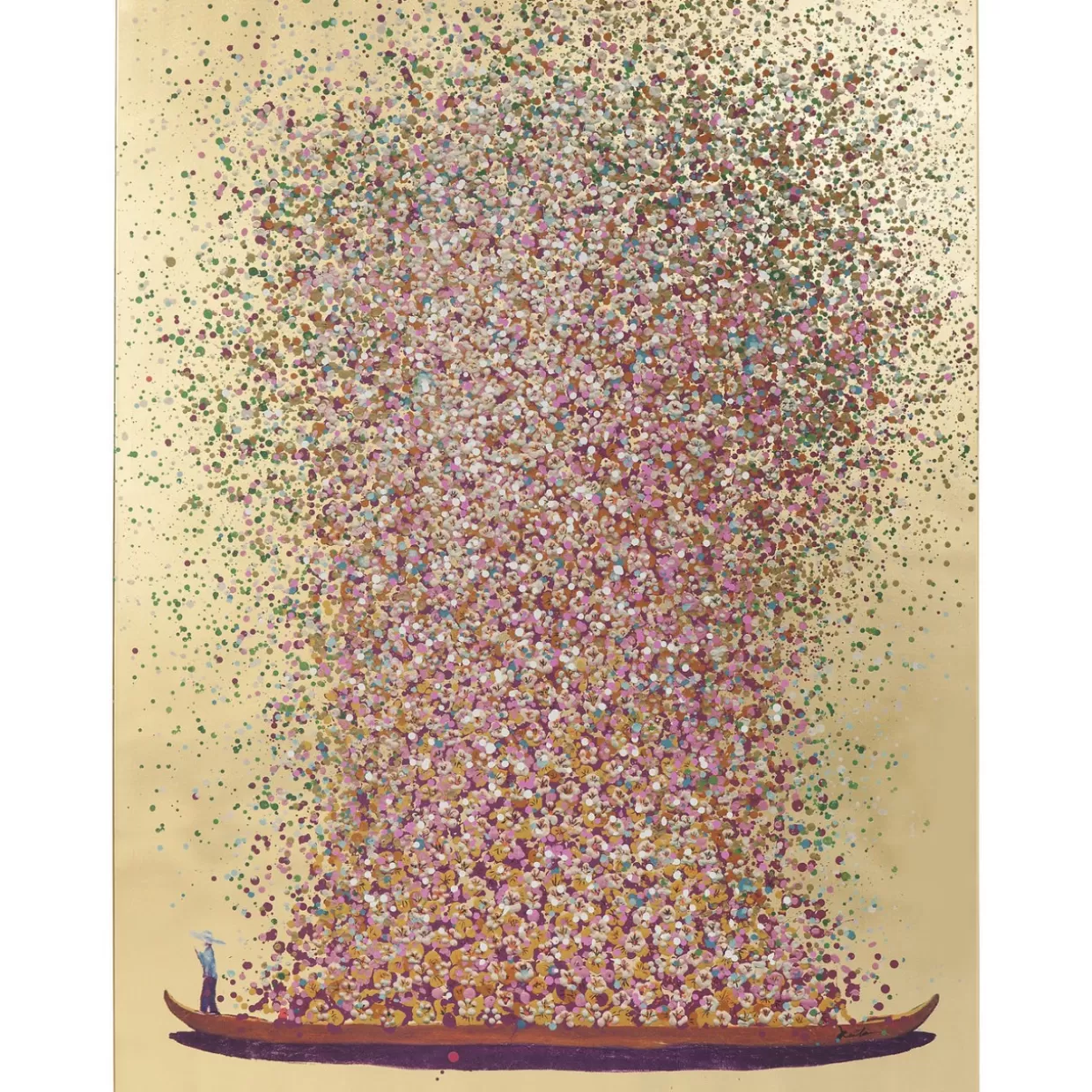 Quadro Decorativo KARE Design - Nave dei Fiori Delicata in Tonalità Oro Rosa, Dimensioni 100x80 cm per Arredamento Moderno