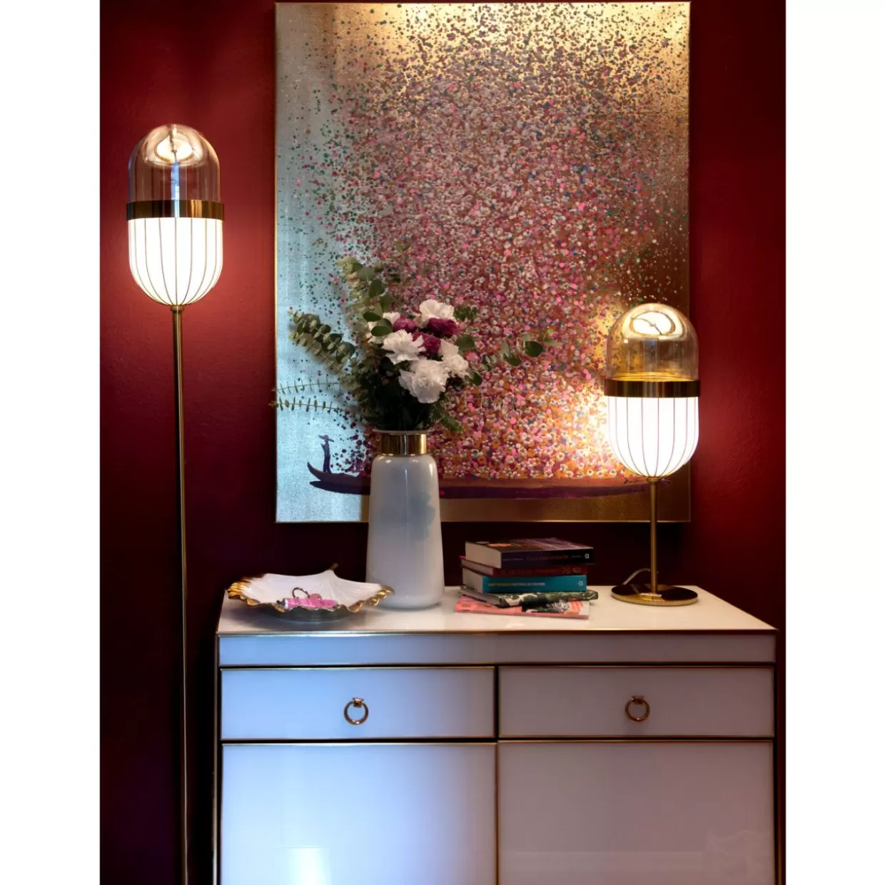 Quadro Decorativo KARE Design - Nave dei Fiori Delicata in Tonalità Oro Rosa, Dimensioni 100x80 cm per Arredamento Moderno