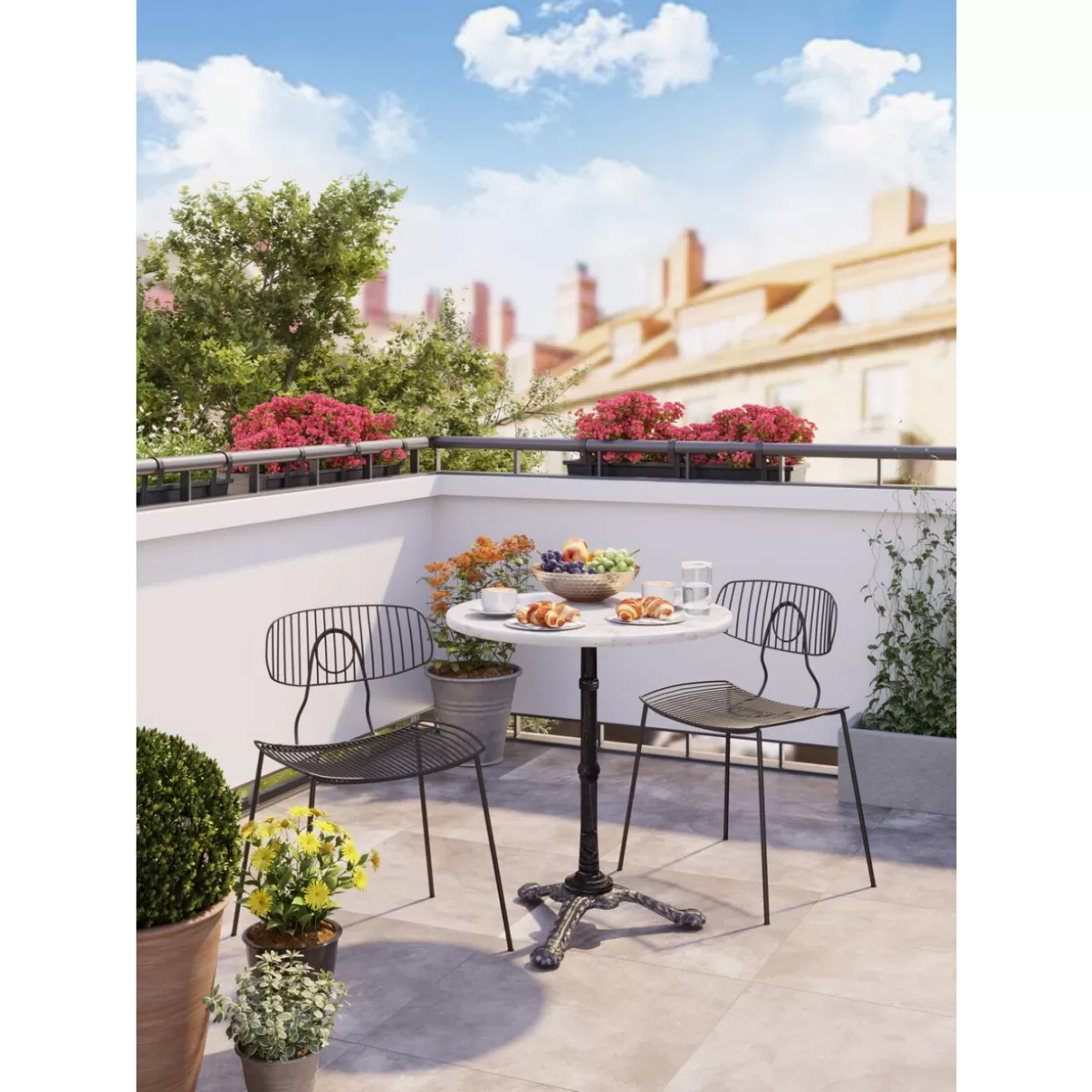 Tavolo da Esterno Rotondo Stile Caffetteria - Design Moderno in Bianco O60 KARE