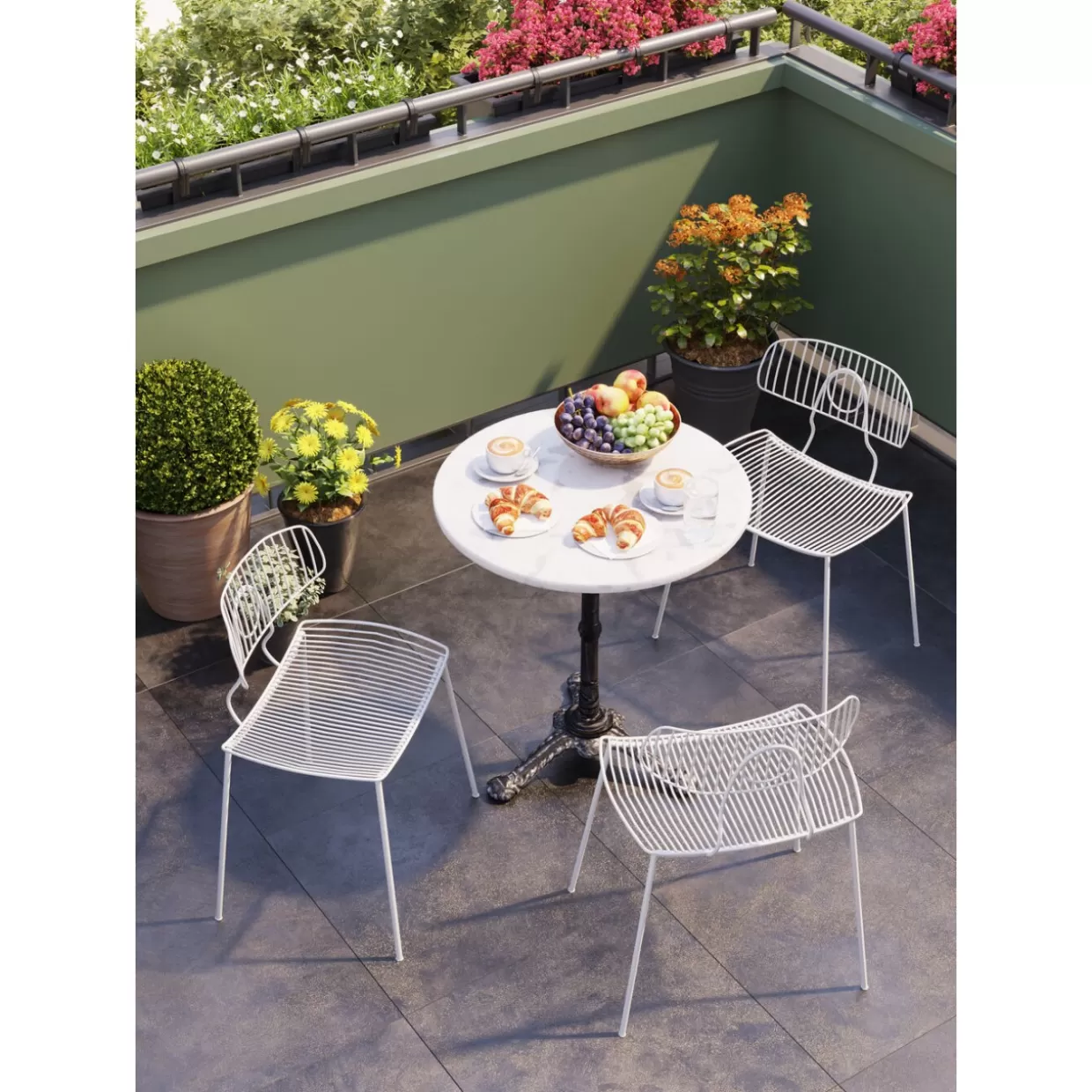Tavolo da Esterno Rotondo Stile Caffetteria - Design Moderno in Bianco O60 KARE