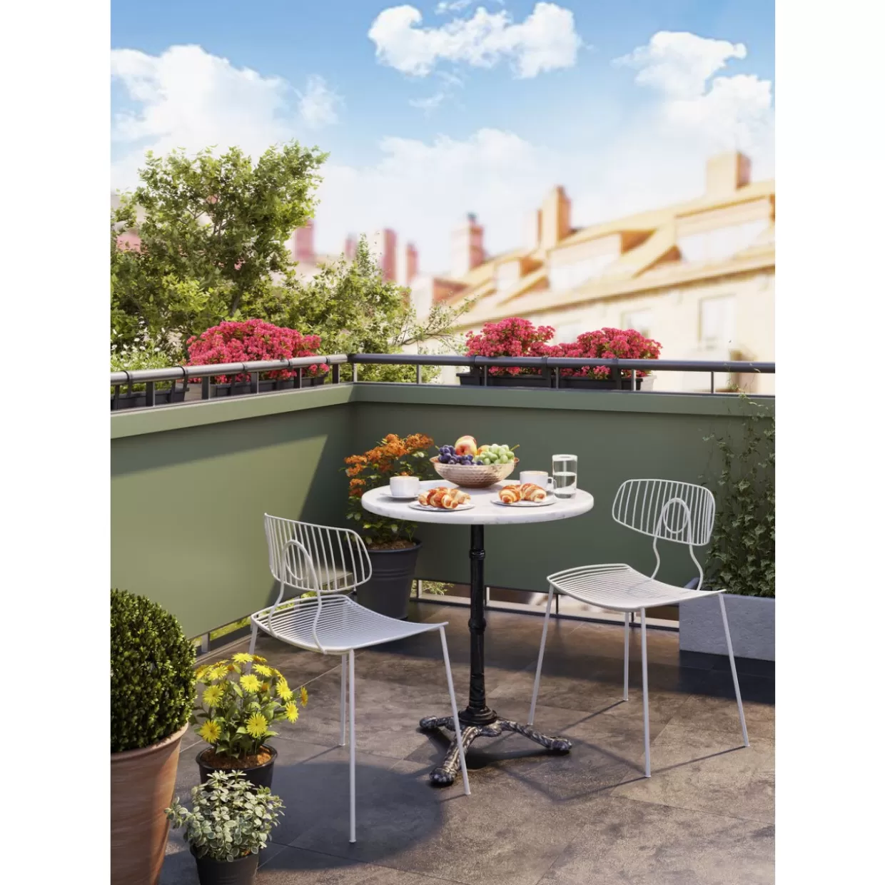 Tavolo da Esterno Rotondo Stile Caffetteria - Design Moderno in Bianco O60 KARE