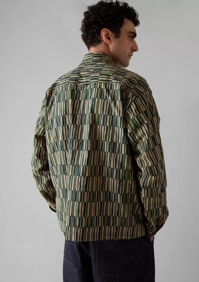 Camicia Casual con Stampa Artigianale a Blocchi e Motivo Quadri Irregolare - Prezzo Accessibile con Tocco Bohemien