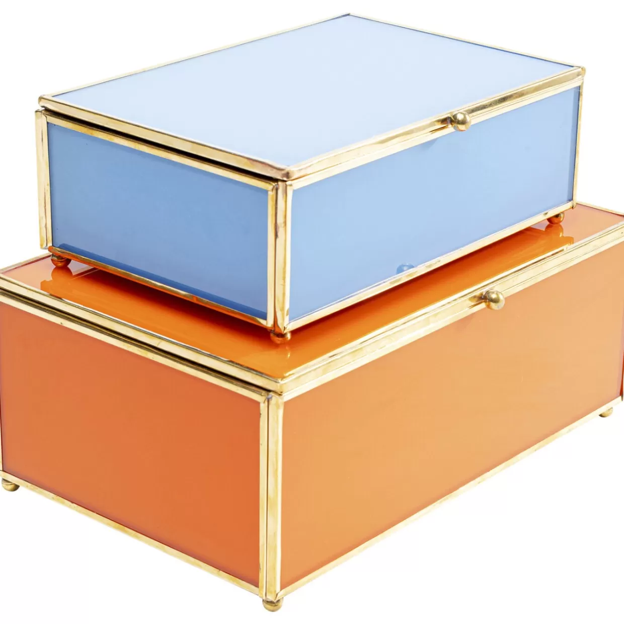 KARE Design - Organizzatori eleganti Neomi in arancione e blu pastello, set da 2 contenitori per la casa