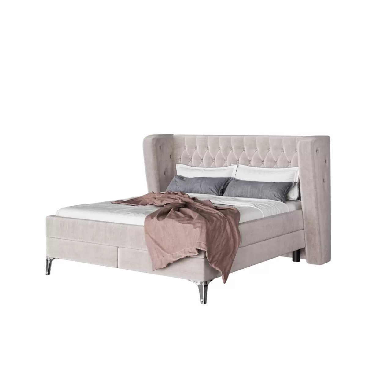 KARE Design - Letto Matrimoniale Elegante Benito Moon in Tonalità Crema 160x200 cm con Struttura Boxspring 

(Note: Ho mantenuto il termine 