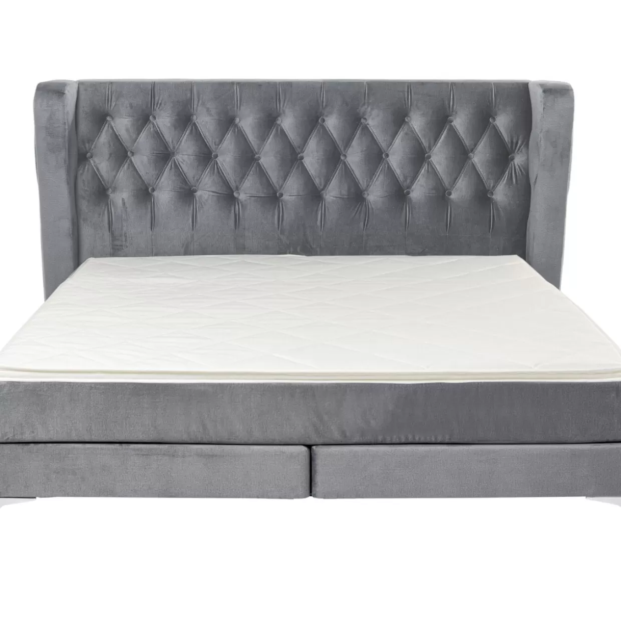 Letto Matrimoniale Benito Moon Grigio Luna 160x200 - Struttura Boxspring Elegante di KARE Design