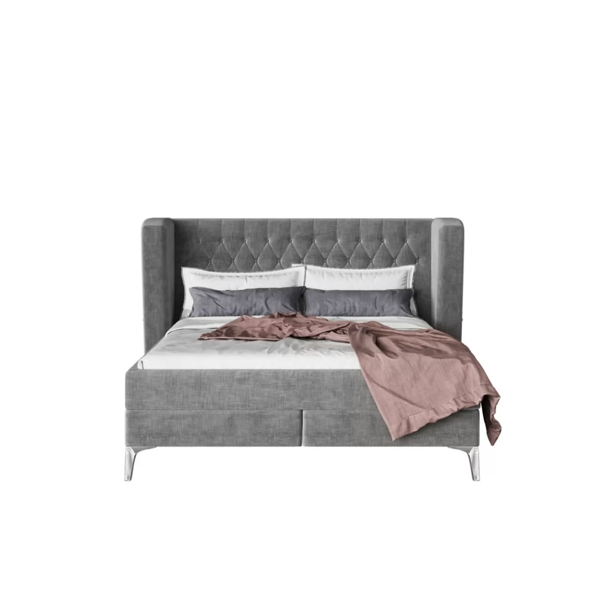 Letto Matrimoniale Benito con Rivestimento Grigio Luna, 180x200 cm - Design Moderno KARE