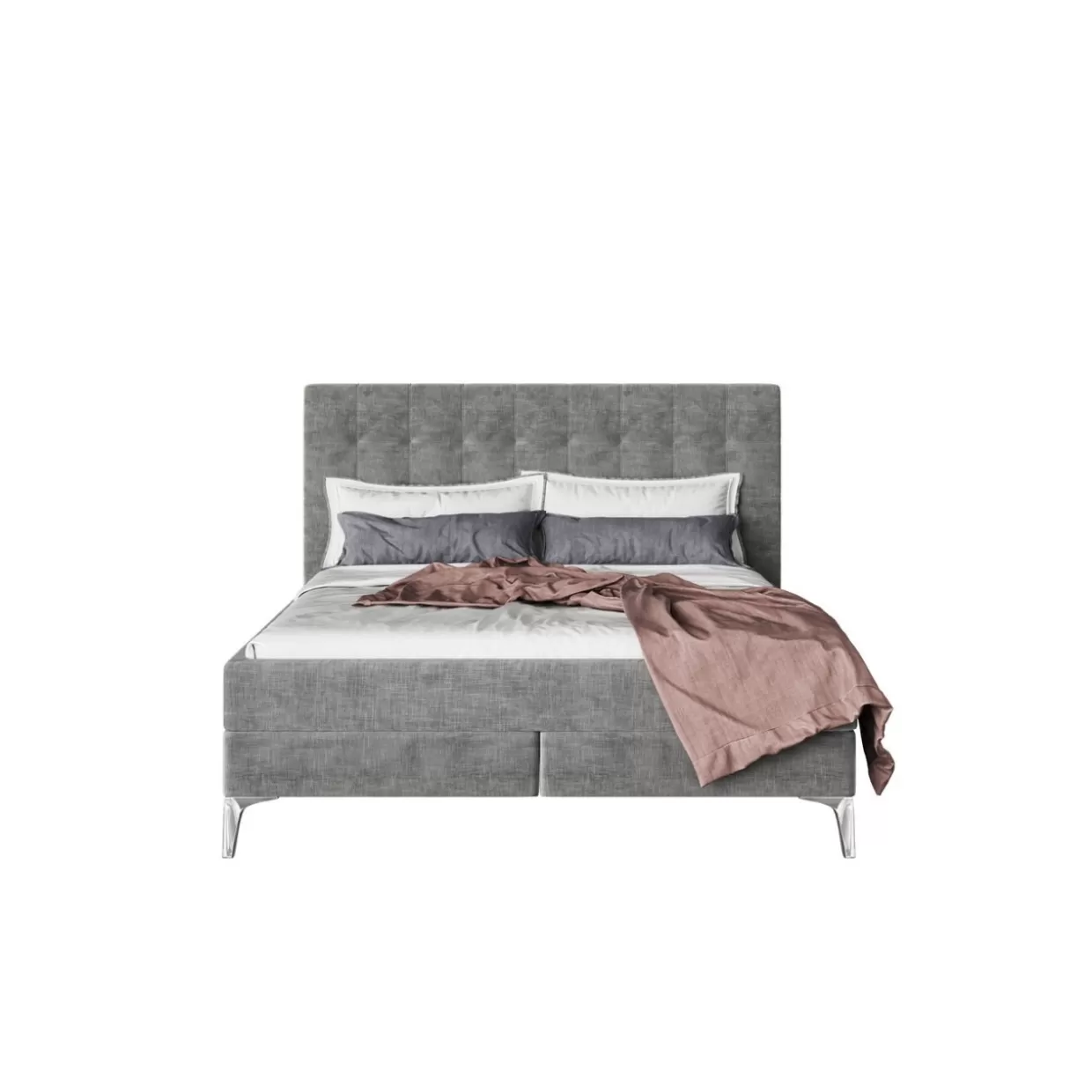 Letto Matrimoniale Benito Star in Grigio Antracite 180x200 cm - Struttura Boxspring con Rivestimento Premium