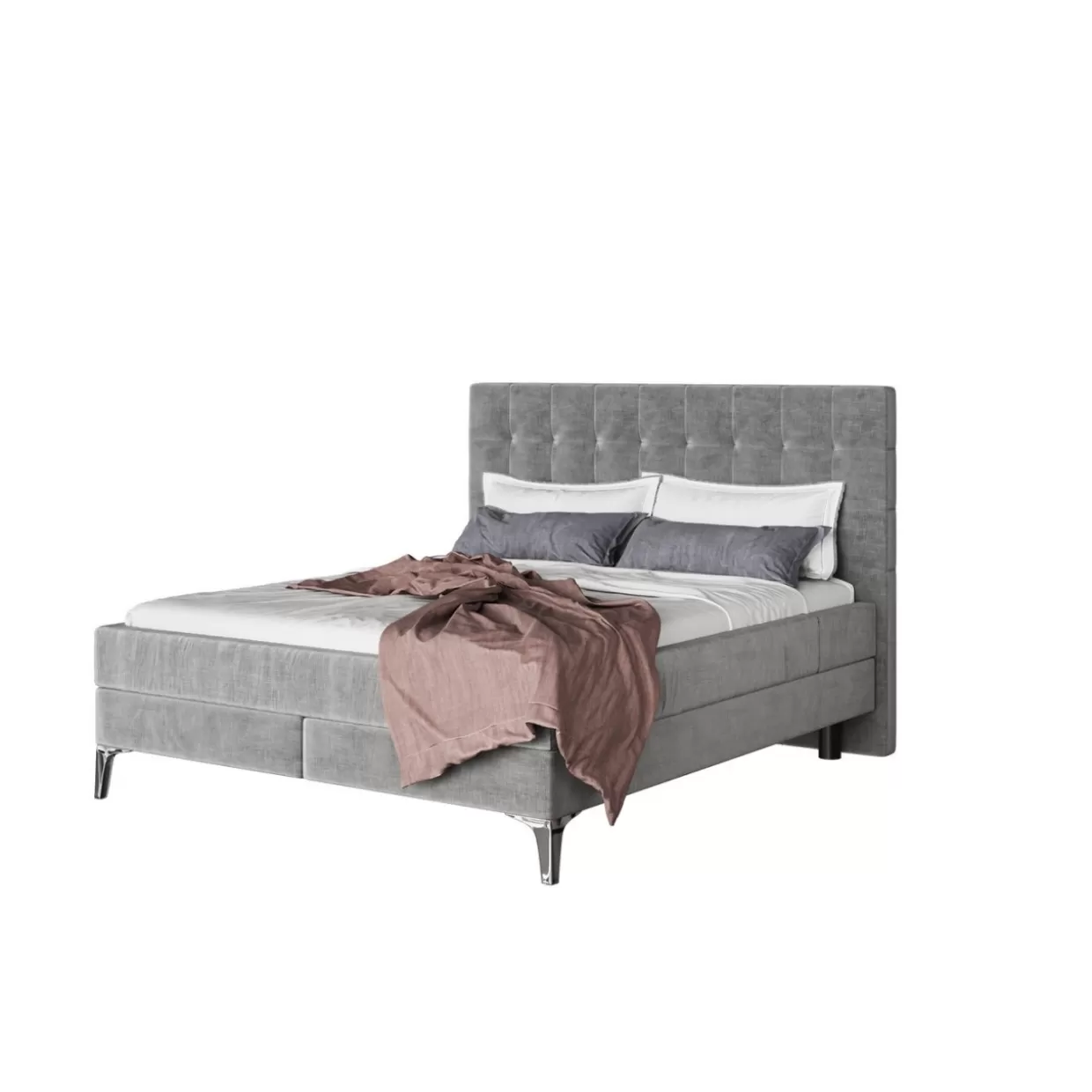Letto Matrimoniale Benito Star in Grigio Antracite 180x200 cm - Struttura Boxspring con Rivestimento Premium