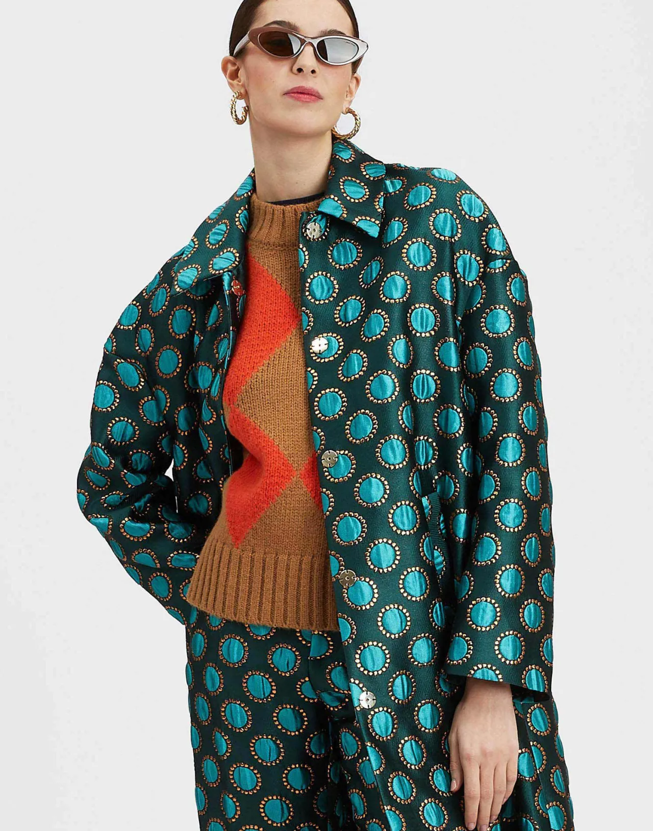 Giubbetto Squadrato La DoubleJ - Smeraldo Solare Invernale con Motivo Jacquard in Edizione Limitata