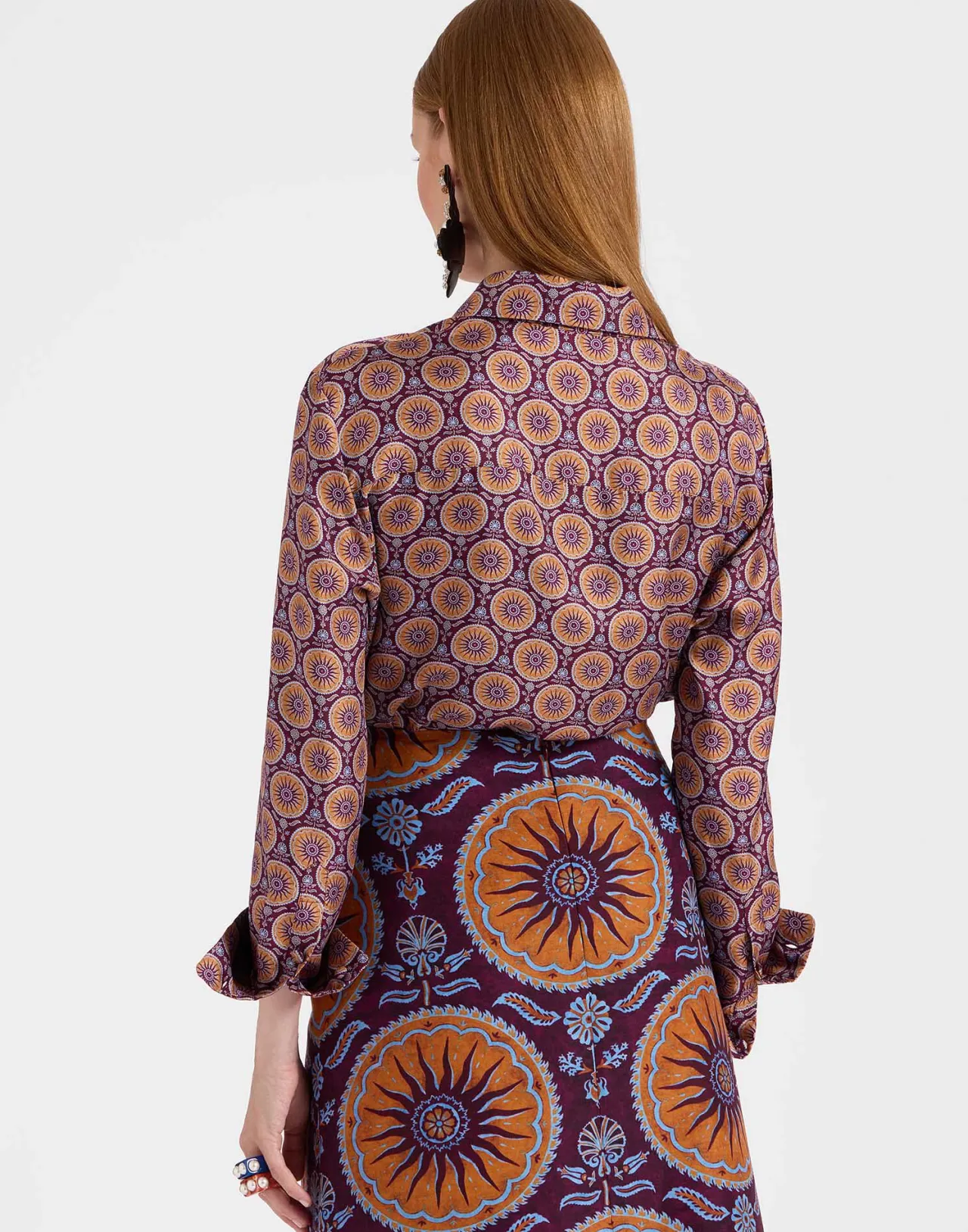 La DoubleJ - Camicia Junior Modello Sovereign in Seta Twill, Tonalità Viola Intenso con Ricami Artigianali