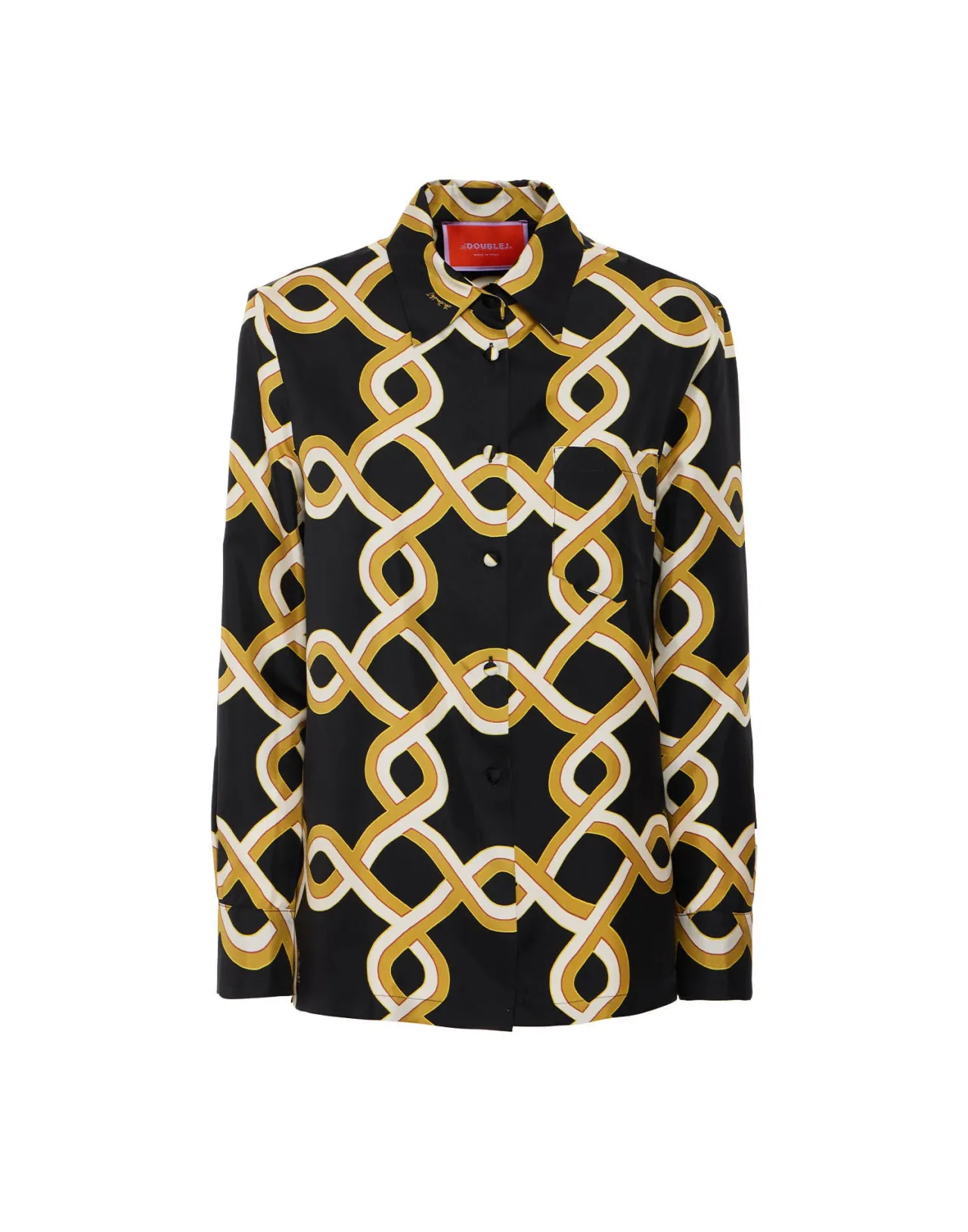 Camicia Ragazzo La DoubleJ in Twill Seta - Nero Stilizzato con Confezione Elegante, Edizione Speciale
