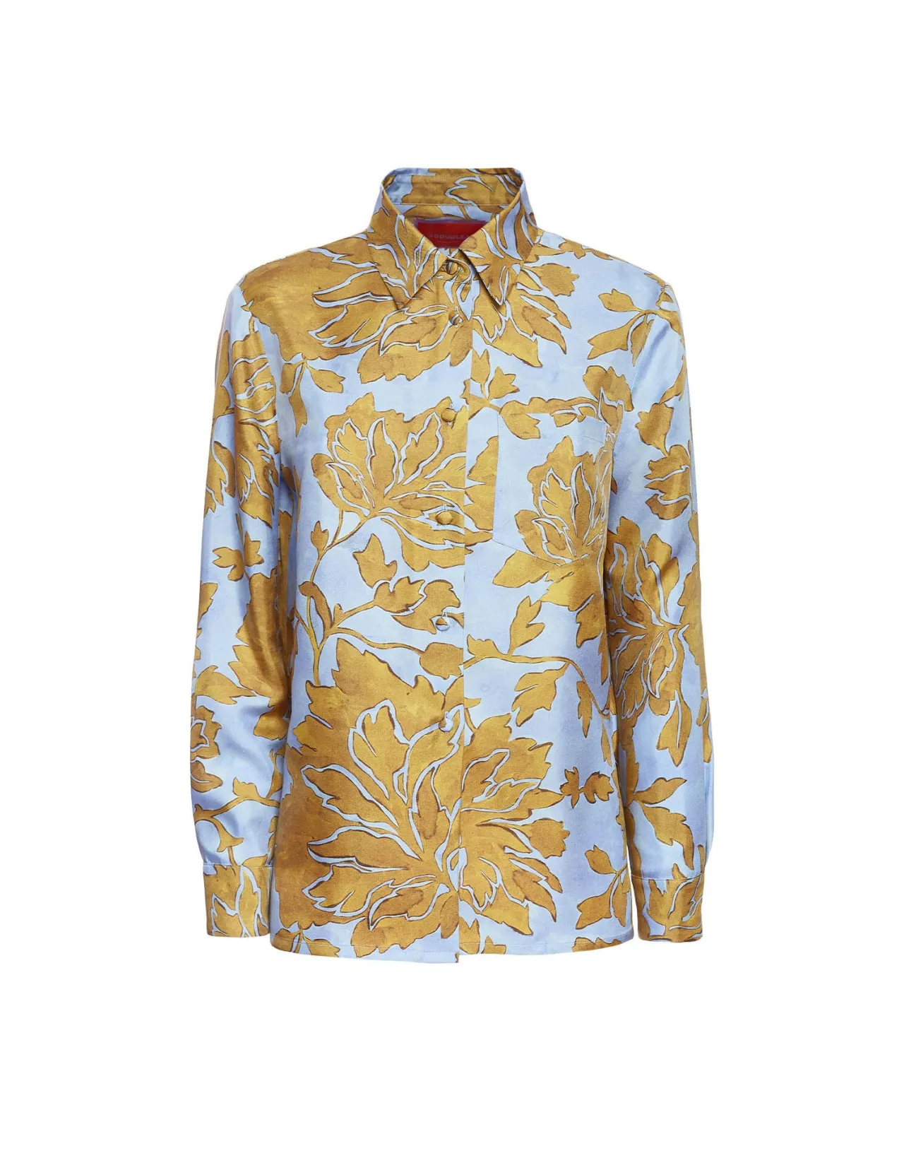 La DoubleJ - Camicia Elegante per Ragazzo in Seta Twill, Tonalità Azzurro Chiaro con Fantasia Tangle