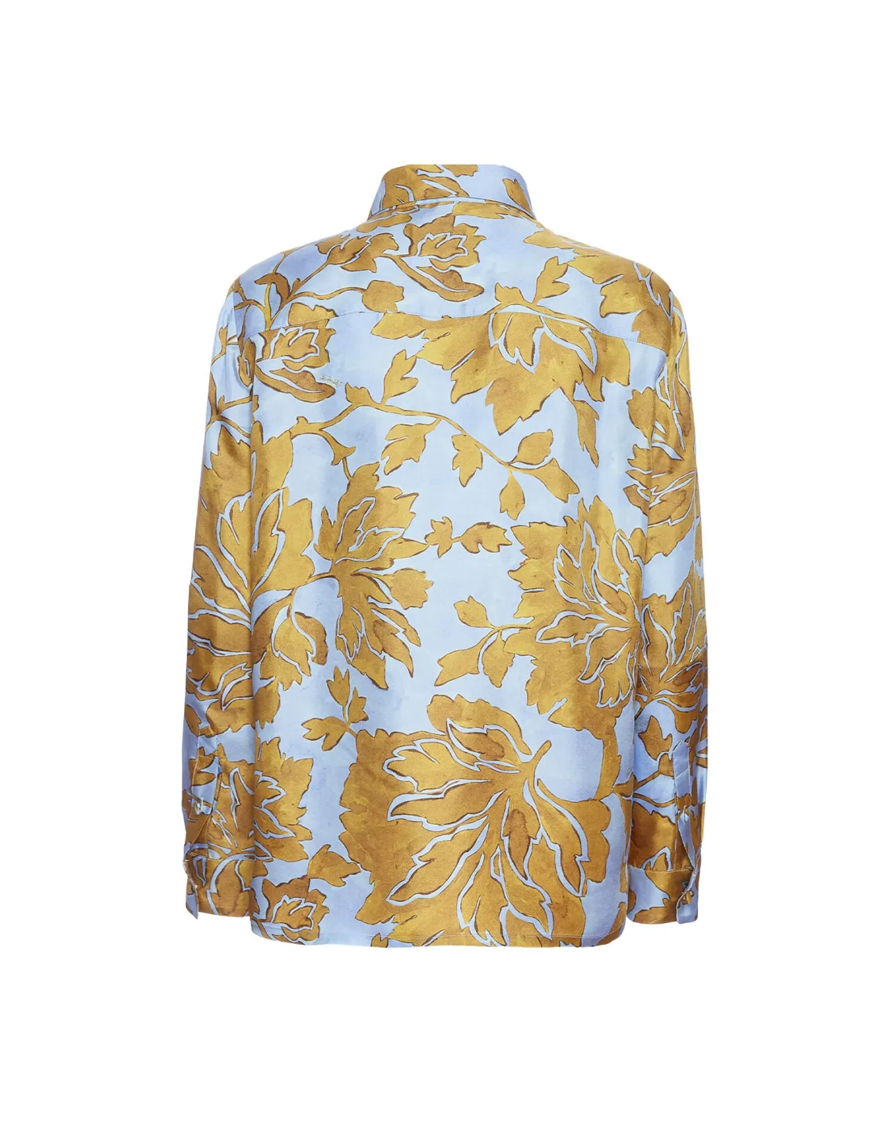 La DoubleJ - Camicia Elegante per Ragazzo in Seta Twill, Tonalità Azzurro Chiaro con Fantasia Tangle
