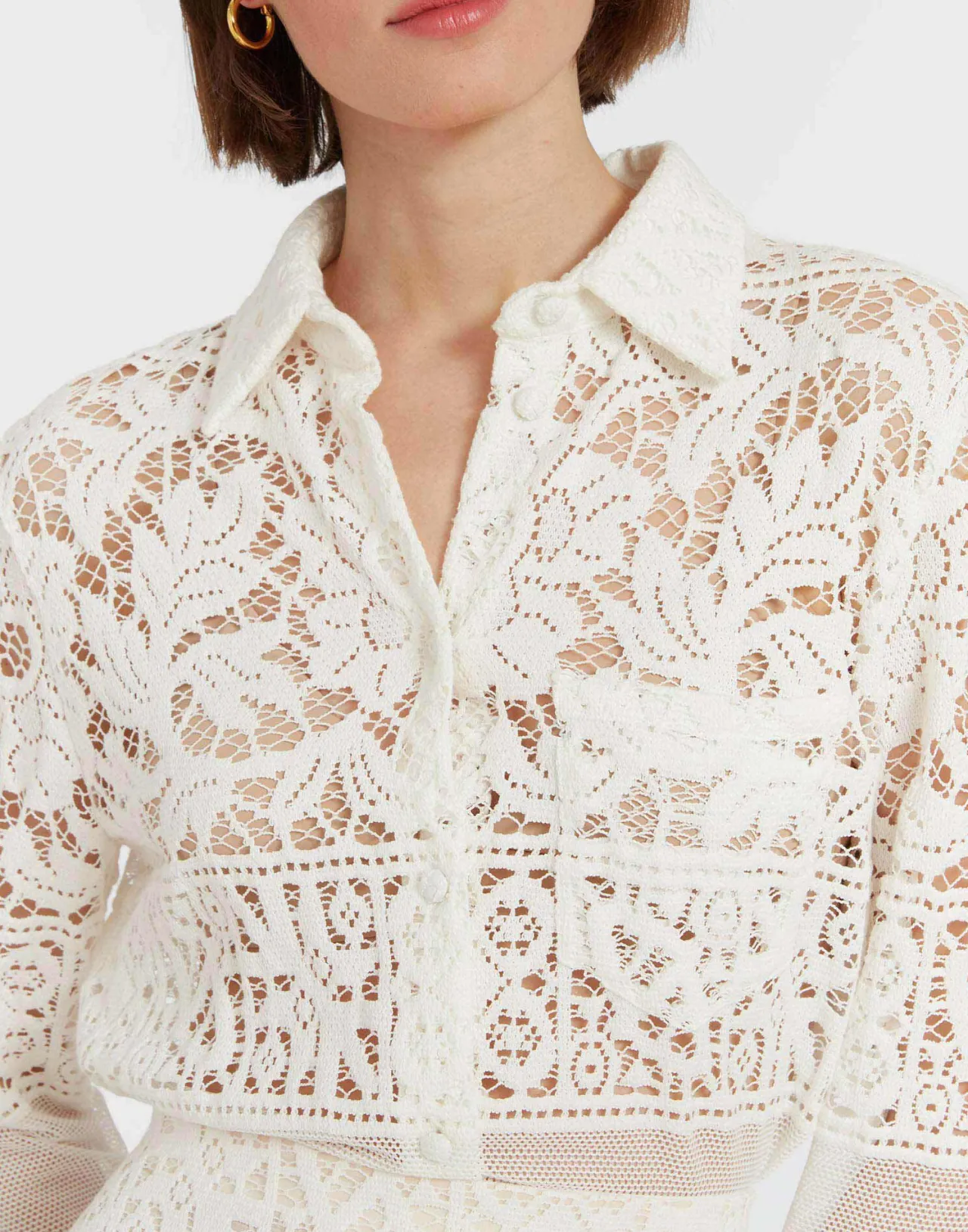 La DoubleJ - Camicia per Ragazzi Bianca con Decorazioni in Pizzo Cotono Pregiato