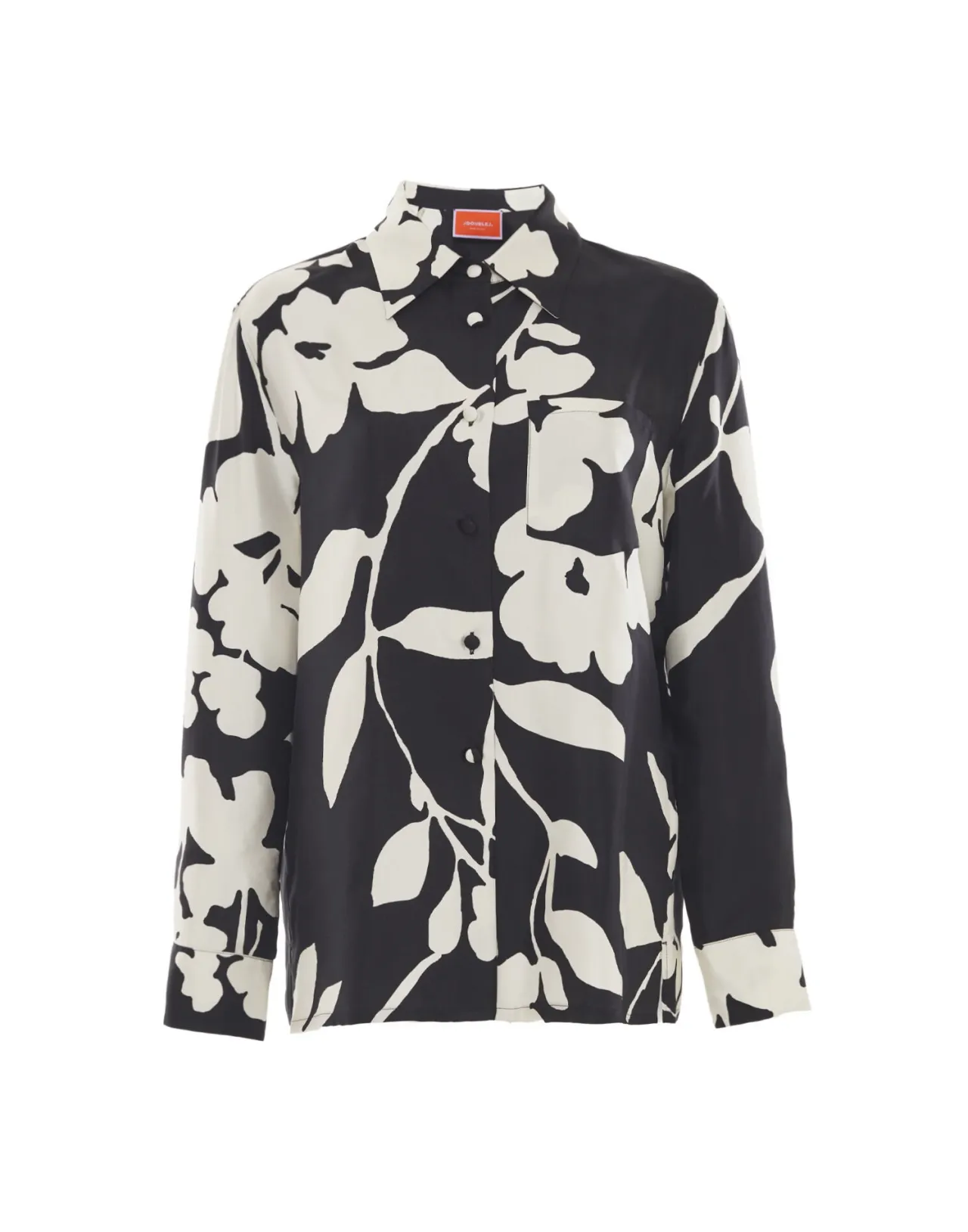 La DoubleJ - Camicia Elegante per Ragazzi con Stampa Gelsomino Invernale in Twill di Seta Premium