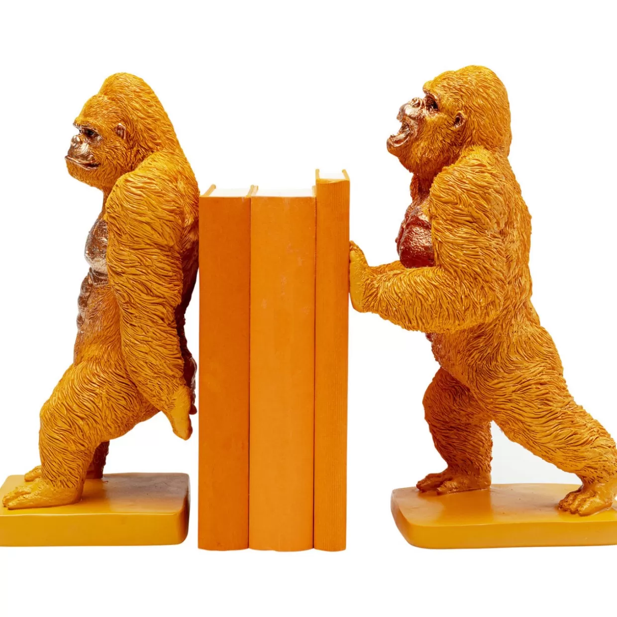 KARE Design - Originali Sostenilibri a Forma di Gorilla Arancioni per la Libreria - Coppia di Articoli Decorativi con Design Creativo