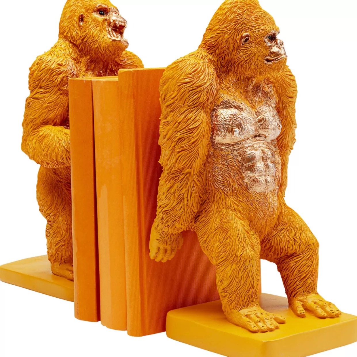 KARE Design - Originali Sostenilibri a Forma di Gorilla Arancioni per la Libreria - Coppia di Articoli Decorativi con Design Creativo