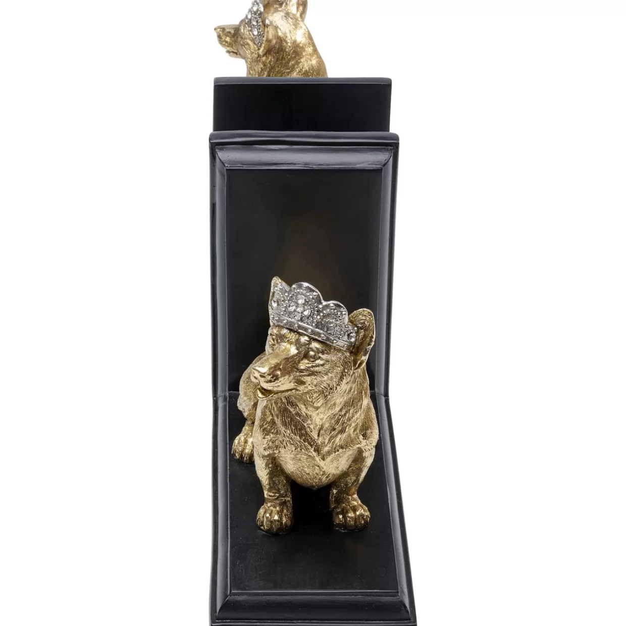 Portaoggetti decorativi Corgi in stile regale - Set da 2 fermalibri artistici per libreria e complementi d'arredo KARE Design