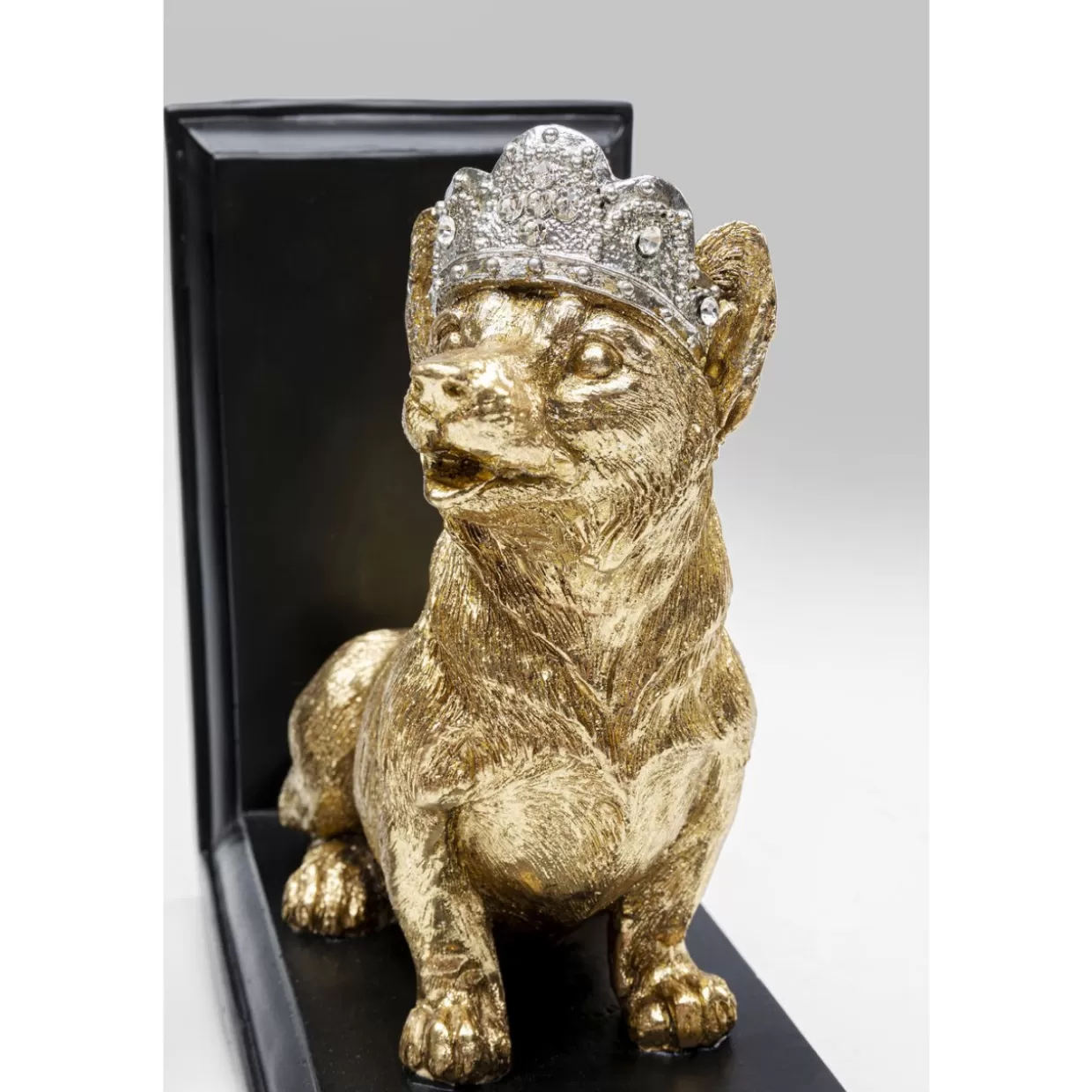 Portaoggetti decorativi Corgi in stile regale - Set da 2 fermalibri artistici per libreria e complementi d'arredo KARE Design