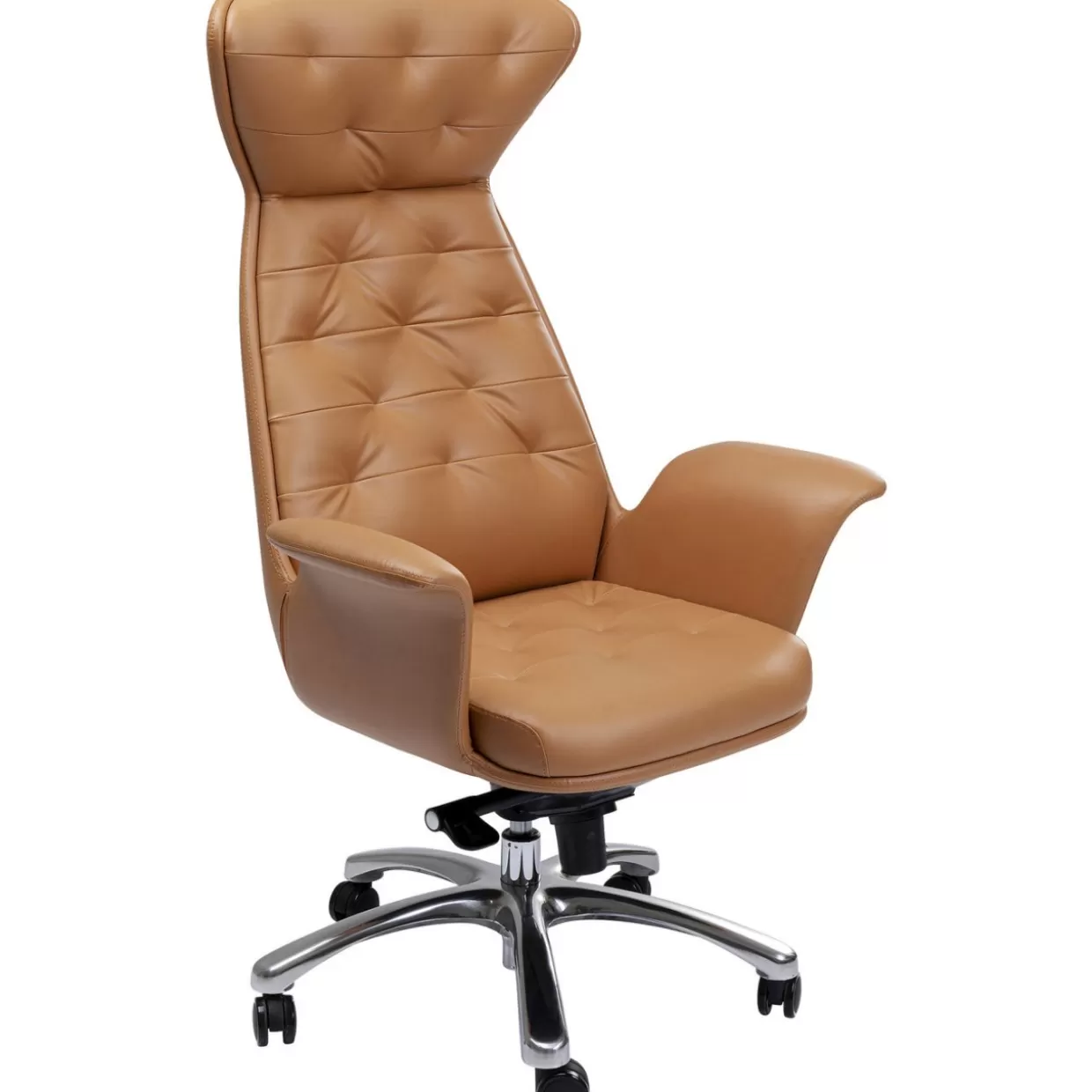 KARE Design - Poltrona Girevole Brady Ufficio Moderno con Rifiniture Argentate