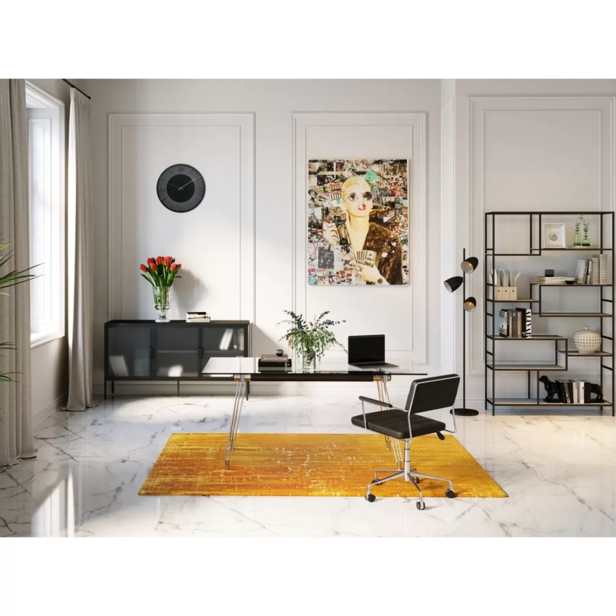 Sedia Ufficio Girevole Dottore Nero - Design Ergonomico e Confortevole per Lavoro Professionale | KARE Collection