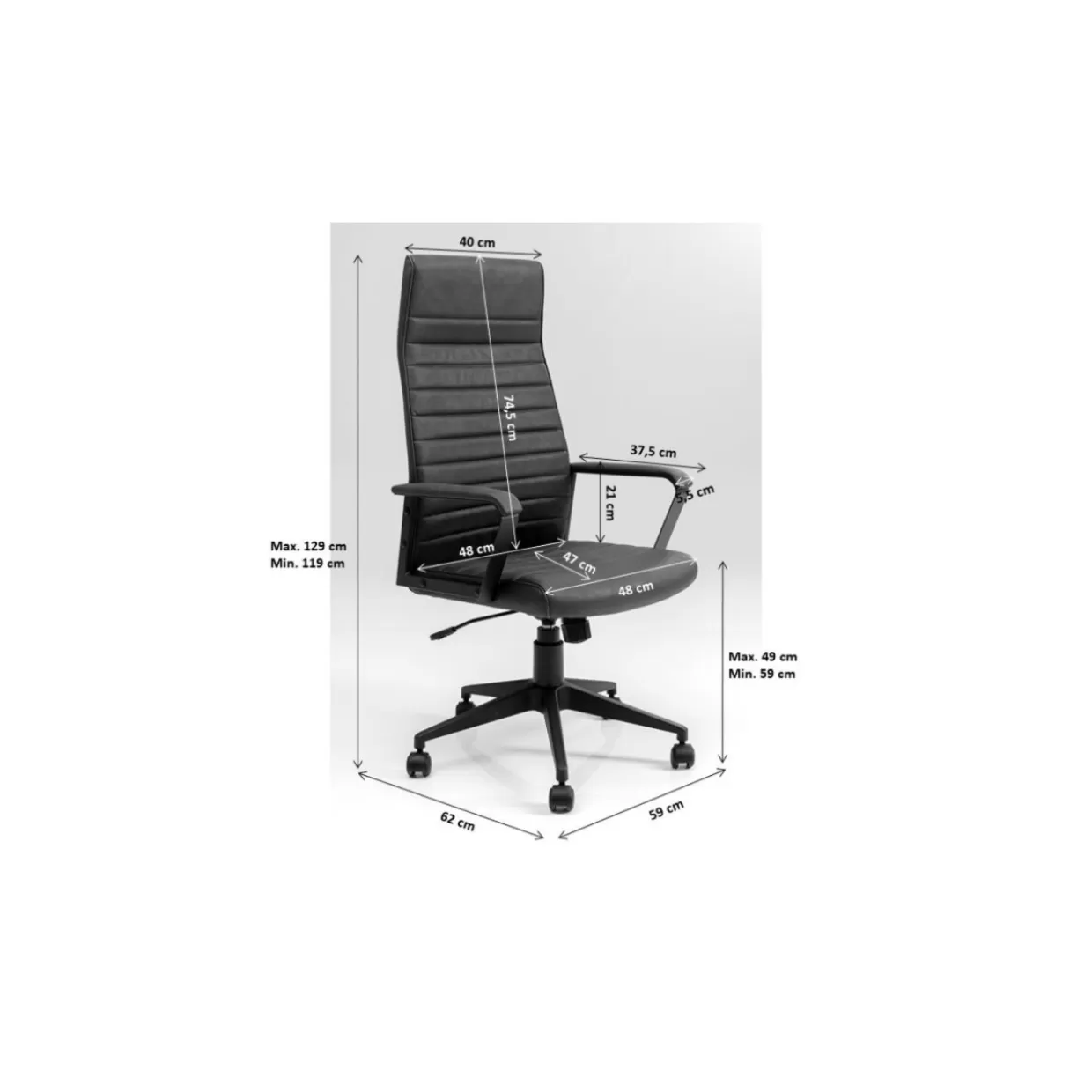 Sedia Girevole Labora High per Ufficio - Design Funzionale KARE in Nero Antracite