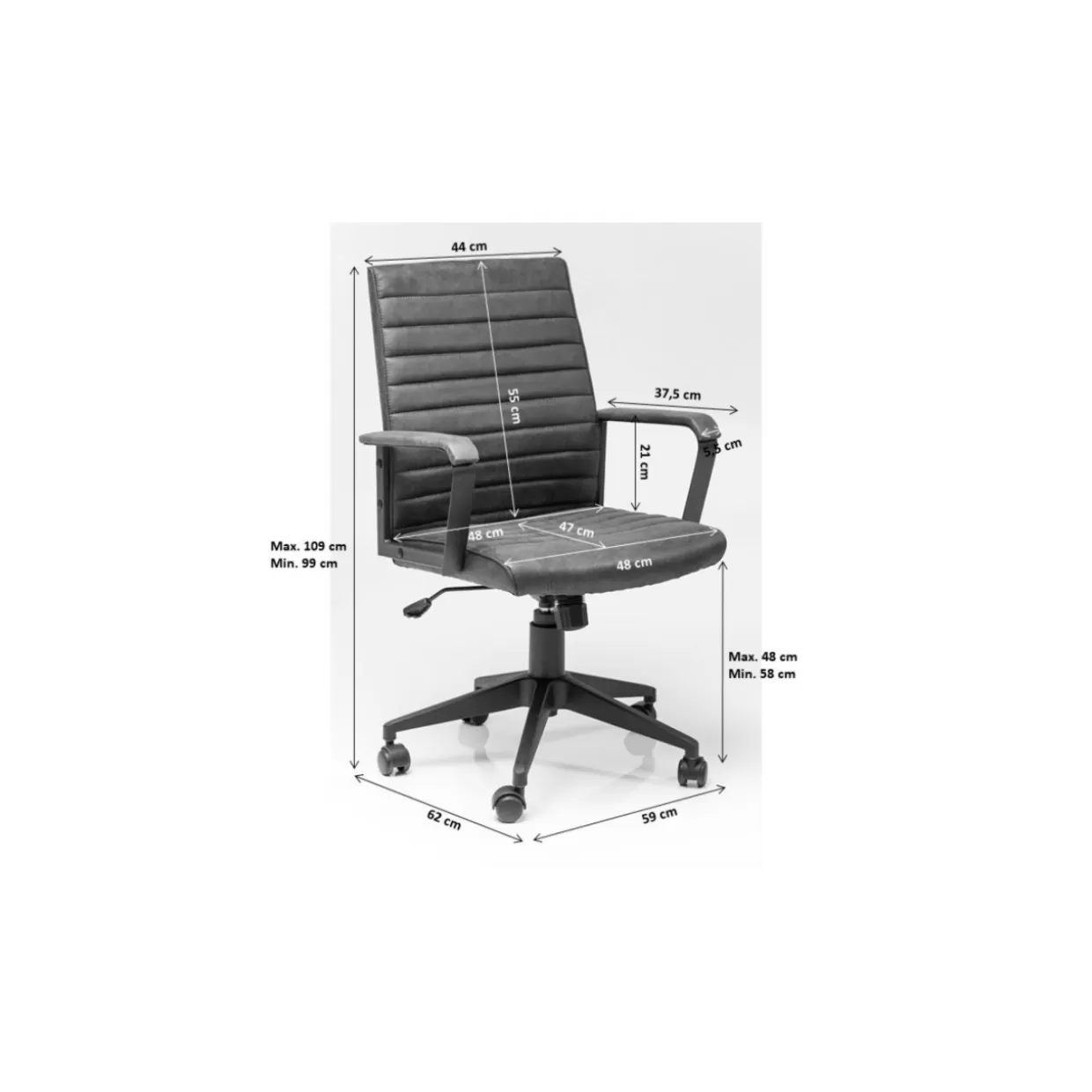 Sedia Ufficio Modello Labora - Design Ergonomico KARE in Tinta Unita Nera