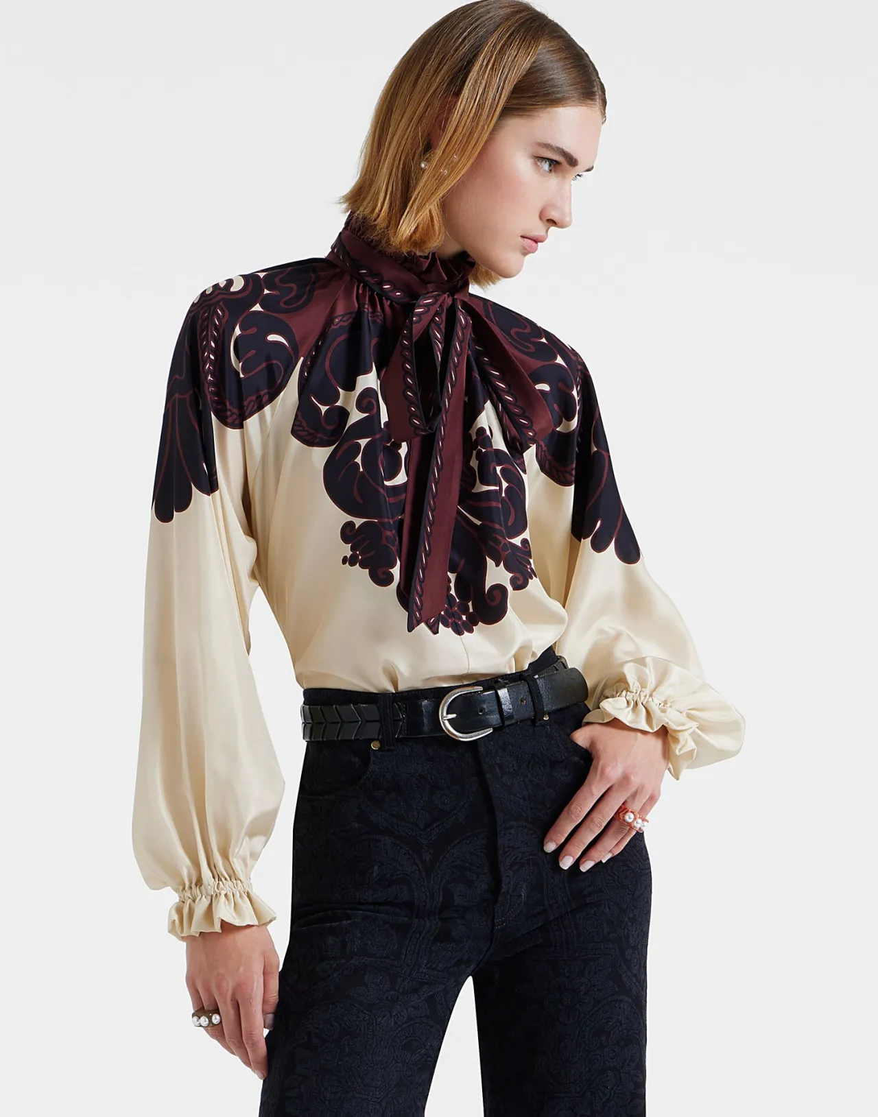 Camicia in Voile di Seta Avorio con Dettaglio Corsini Placée - Collezione Cerere by La DoubleJ