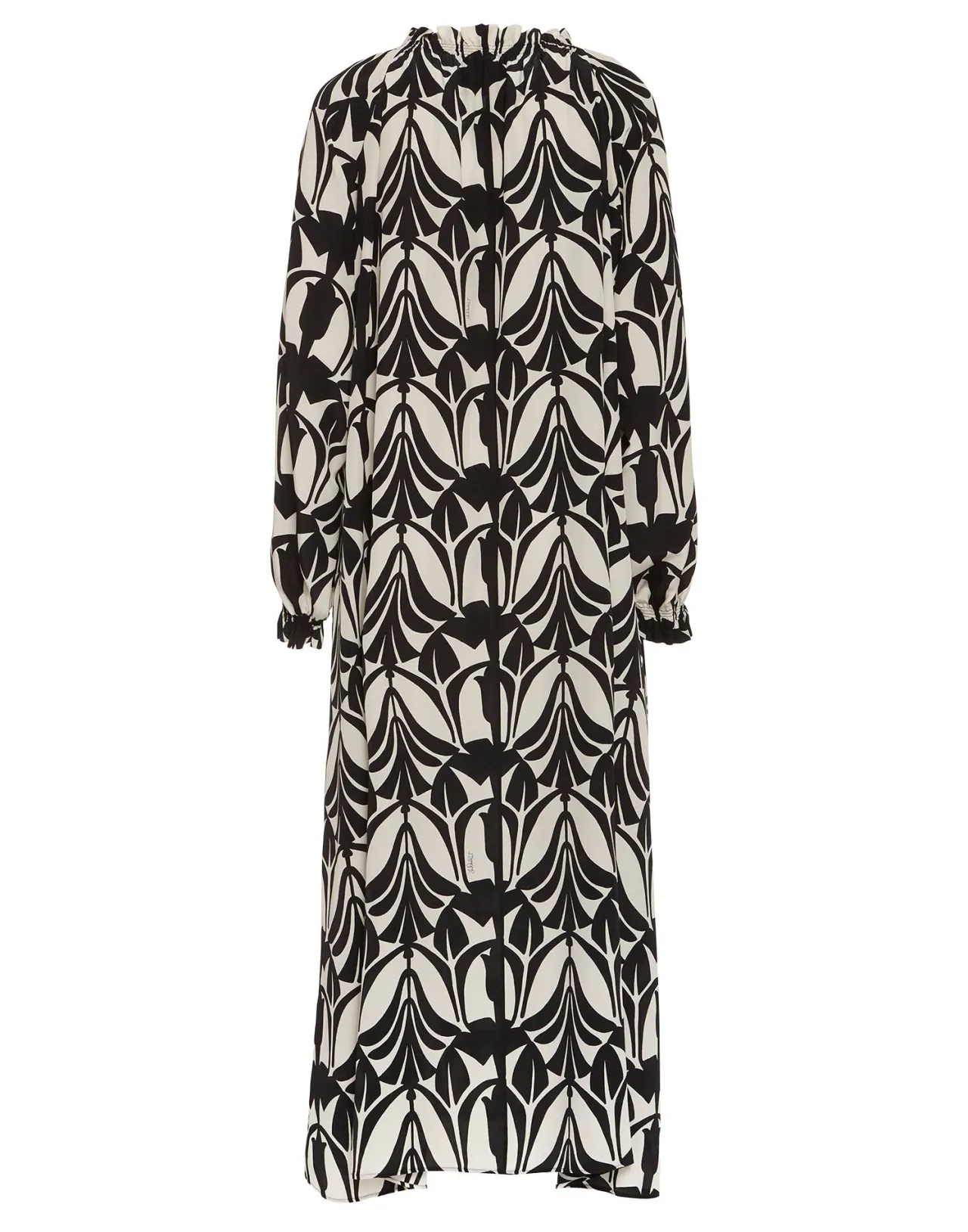 La DoubleJ Abito Camicia Cerere in Seta Crepe de Chine - Stile Bicolore Nero/Bianco con Tocco Papyrus