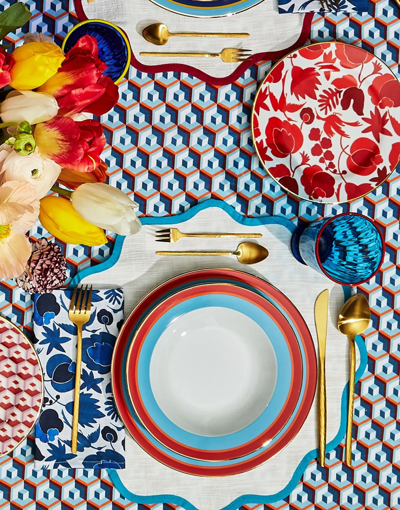 Tovagliette con Design Nuvoloso - Coppia in Cotone Azzurro Chiaro by La DoubleJ